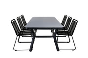 Venture Home Virya spisebord - Black Alu / Grey Glass - big bord+Lindos Stacking stol - Black Alu / Black Rope_6