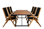 Venture Home Khung spisebord - Black Steel / Acacia (teklook) - 200*100cm+Little John foldable stol - Rope / Acacia_6