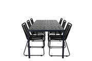 Venture Home Break bord 205*90 - Black/Black+Lindos Stacking stol - Black Alu / Black Rope_6