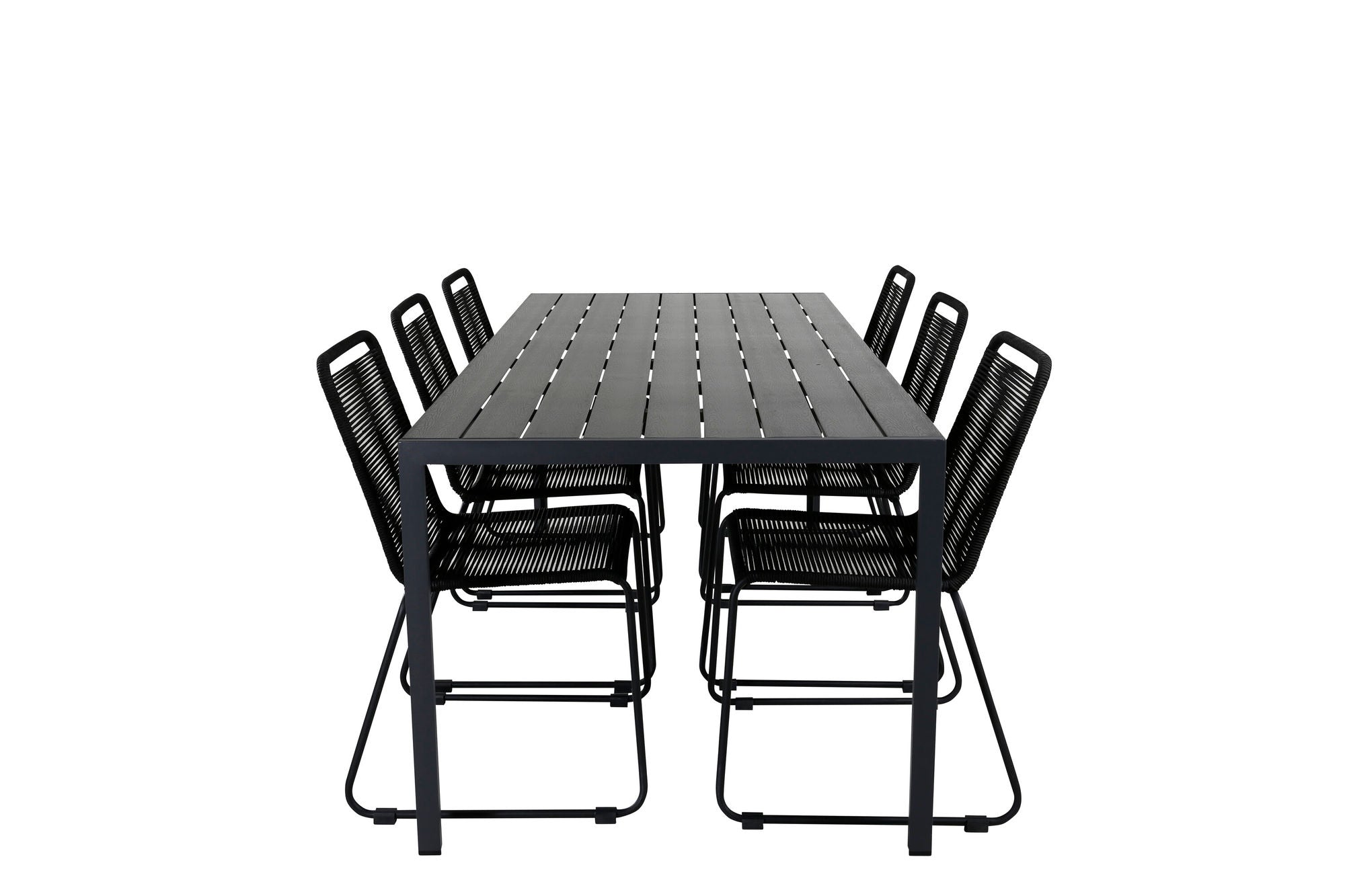 Venture Home Break bord 205*90 - Black/Black+Lindos Stacking stol - Black Alu / Black Rope_6