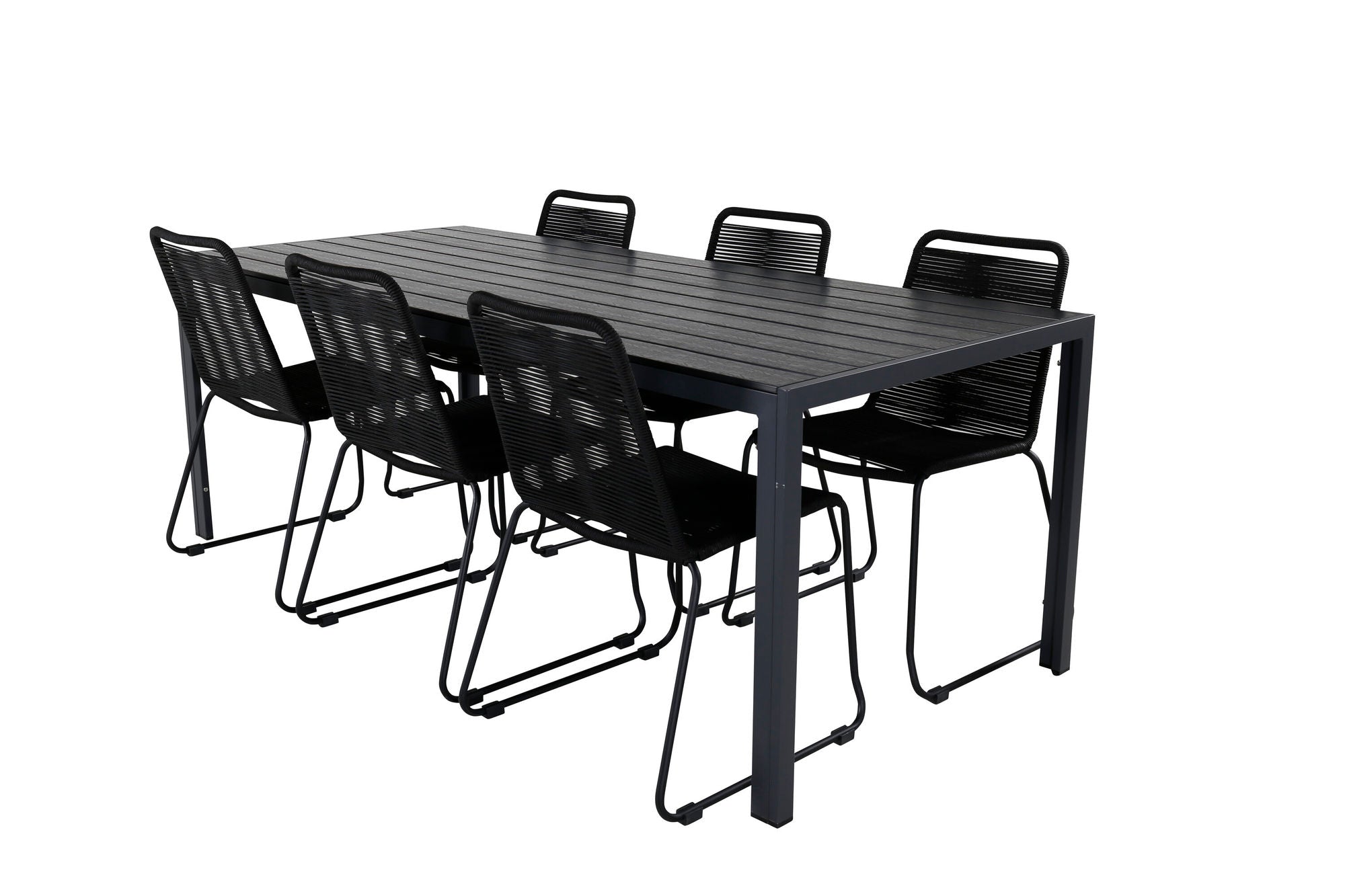 Venture Home Break bord 205*90 - Black/Black+Lindos Stacking stol - Black Alu / Black Rope_6