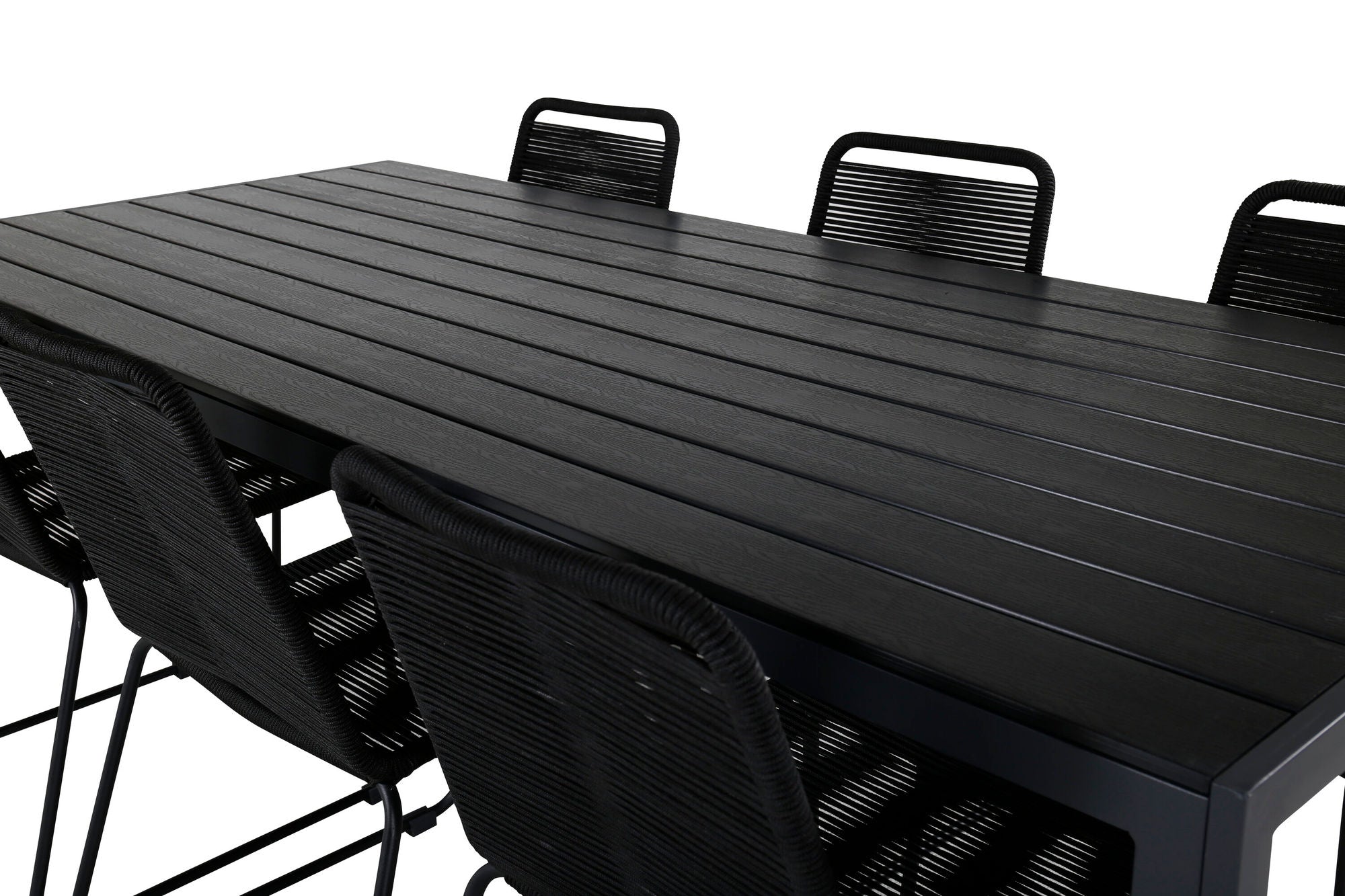 Venture Home Break bord 205*90 - Black/Black+Lindos Stacking stol - Black Alu / Black Rope_6