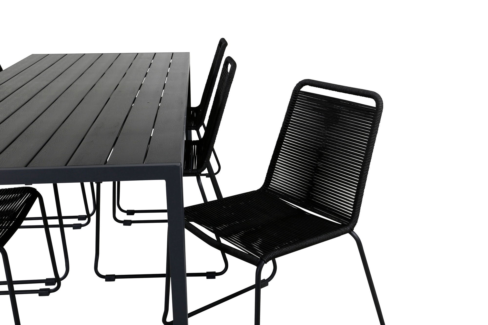 Venture Home Break bord 205*90 - Black/Black+Lindos Stacking stol - Black Alu / Black Rope_6