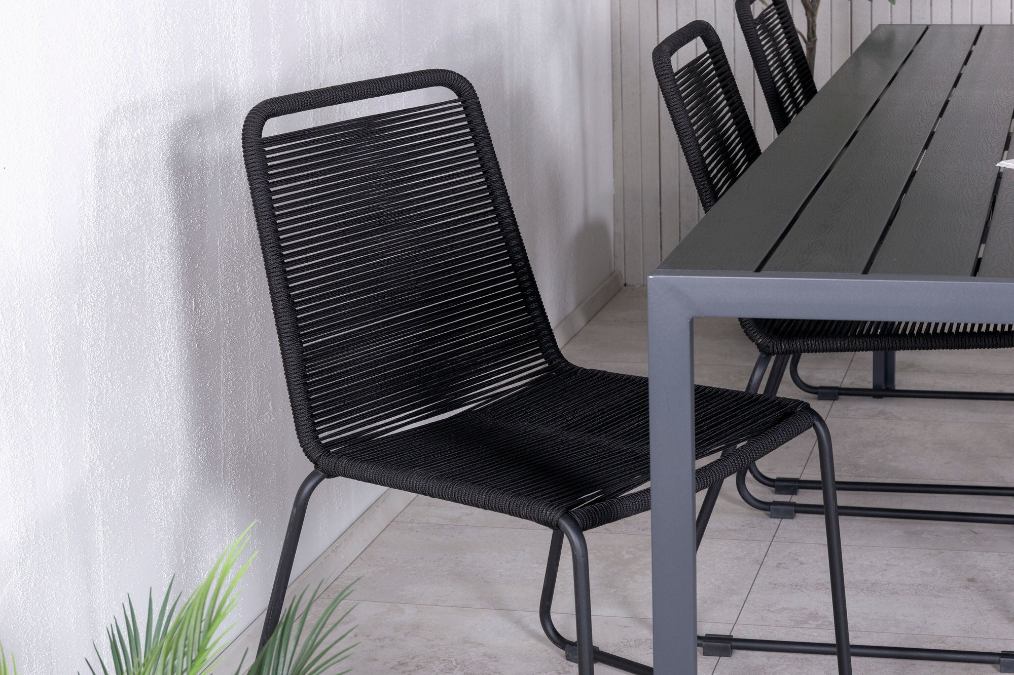 Venture Home Break bord 205*90 - Black/Black+Lindos Stacking stol - Black Alu / Black Rope_6