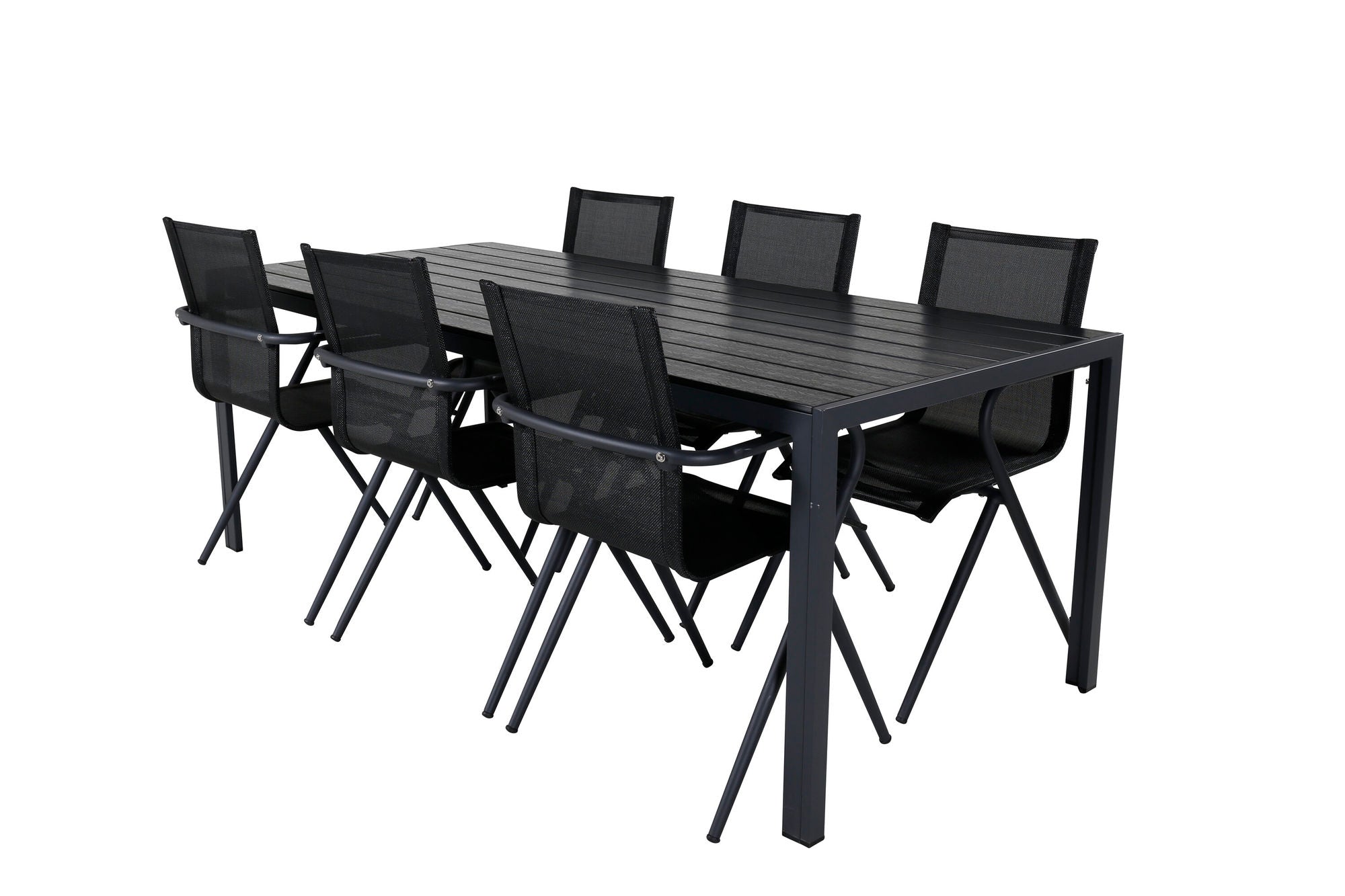 Venture Home Break bord 205*90 - Black/Black+Alina Spisebordsstol - Black Alu / Black Textilene_6