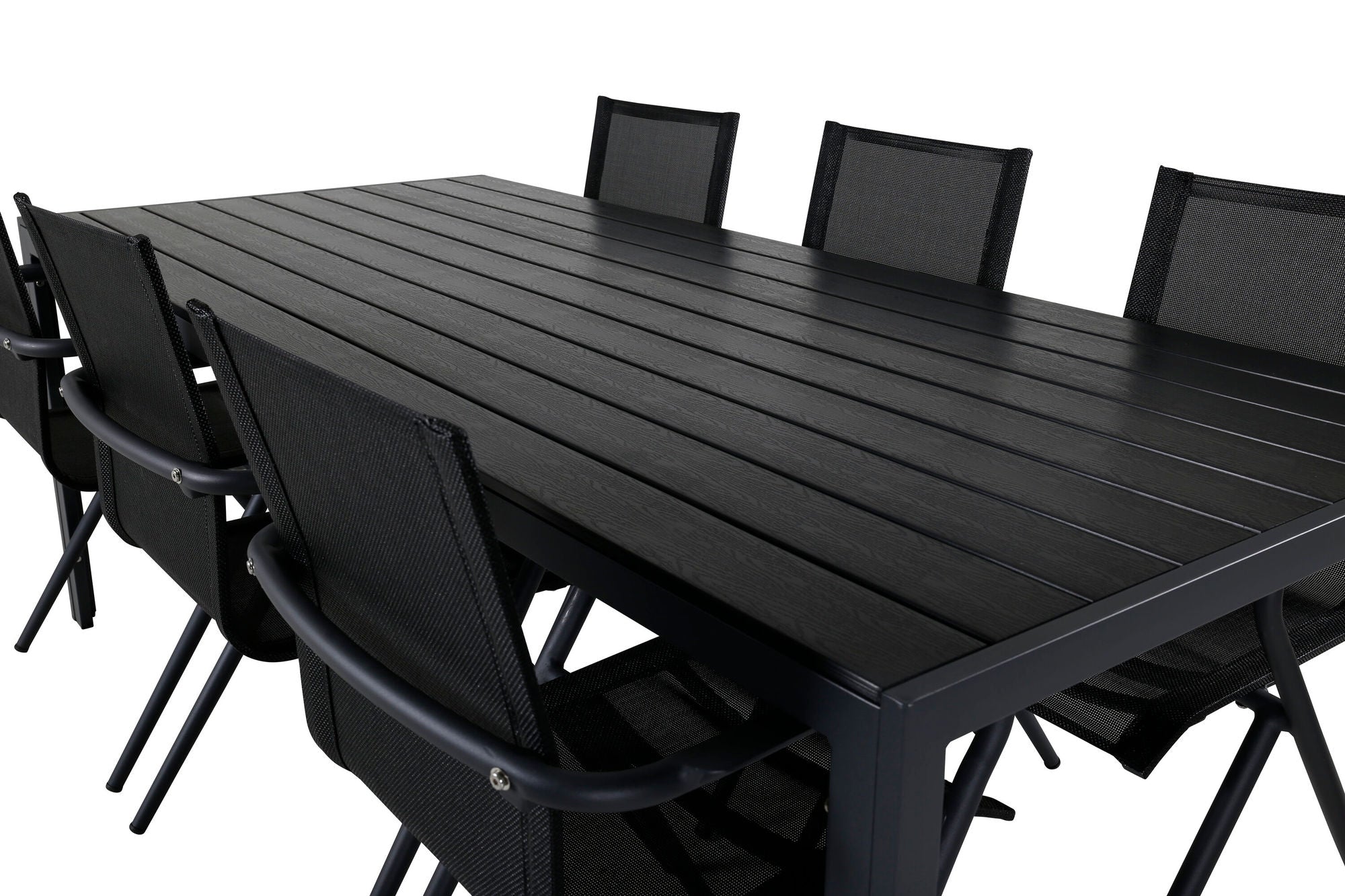 Venture Home Break bord 205*90 - Black/Black+Alina Spisebordsstol - Black Alu / Black Textilene_6