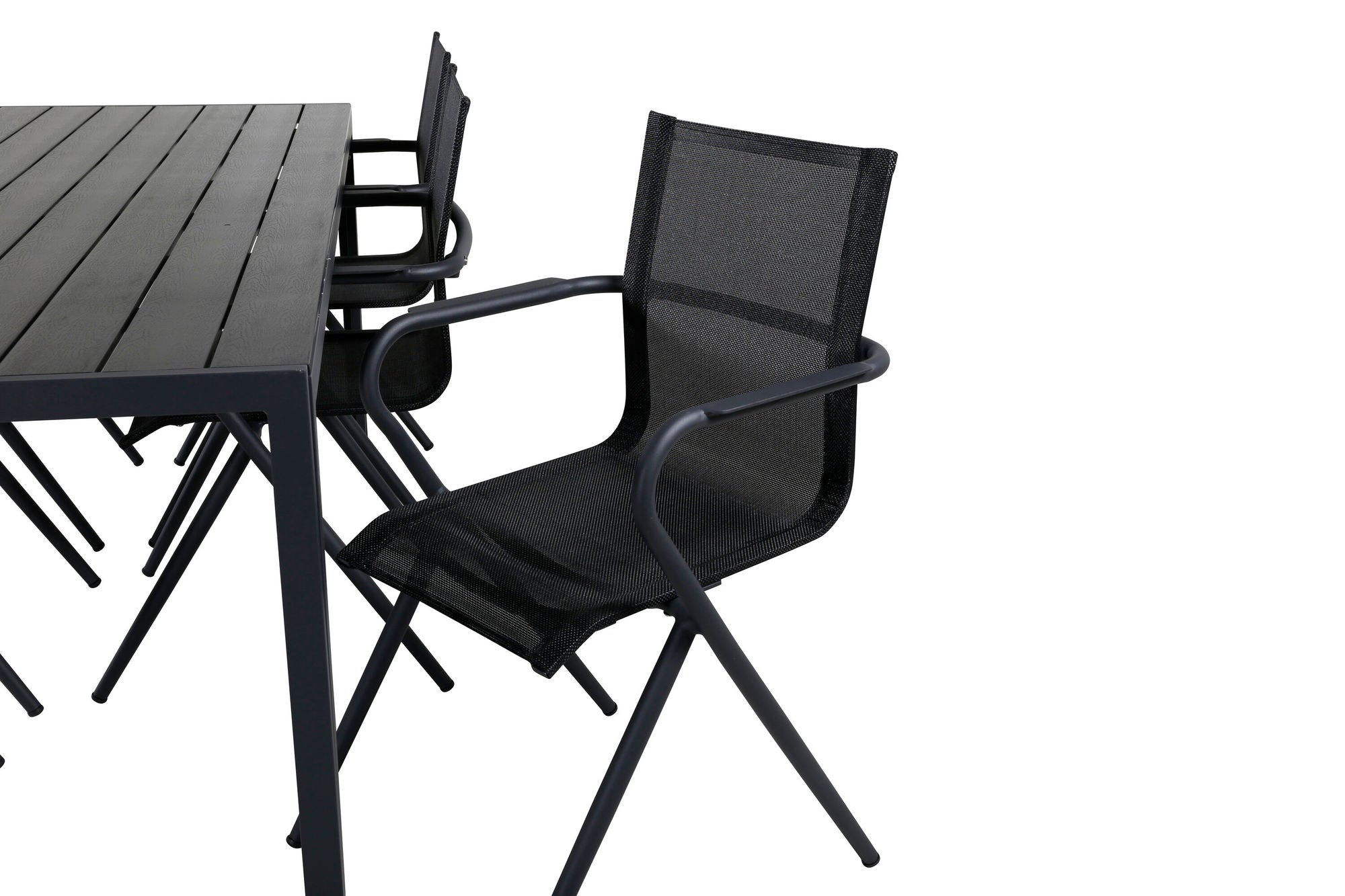 Venture Home Break bord 205*90 - Black/Black+Alina Spisebordsstol - Black Alu / Black Textilene_6