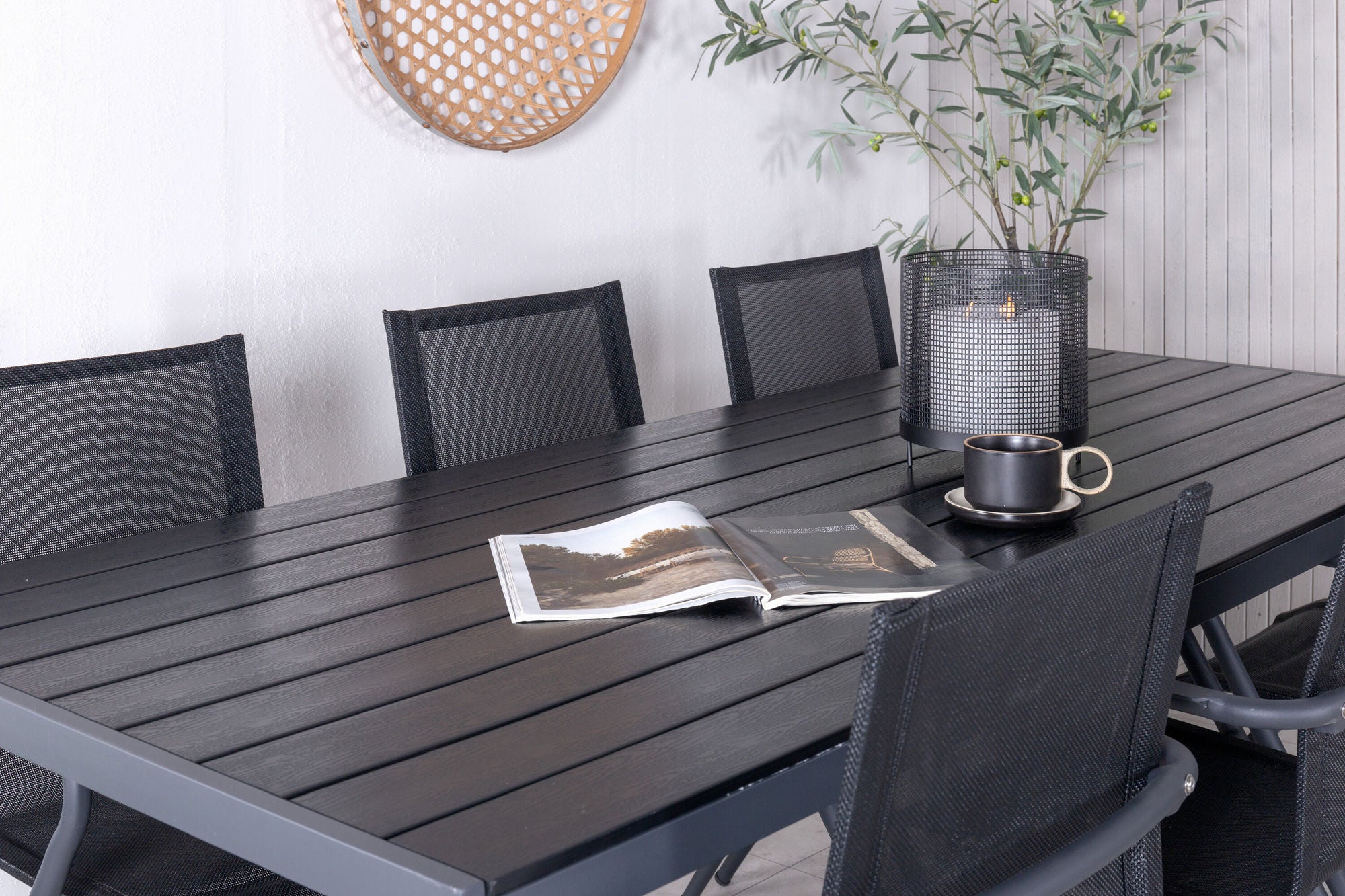 Venture Home Break bord 205*90 - Black/Black+Alina Spisebordsstol - Black Alu / Black Textilene_6