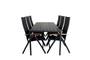 Venture Home Break bord 205*90 - Black/Black+Panama Light 5-pos stol Black / Black and teak_6