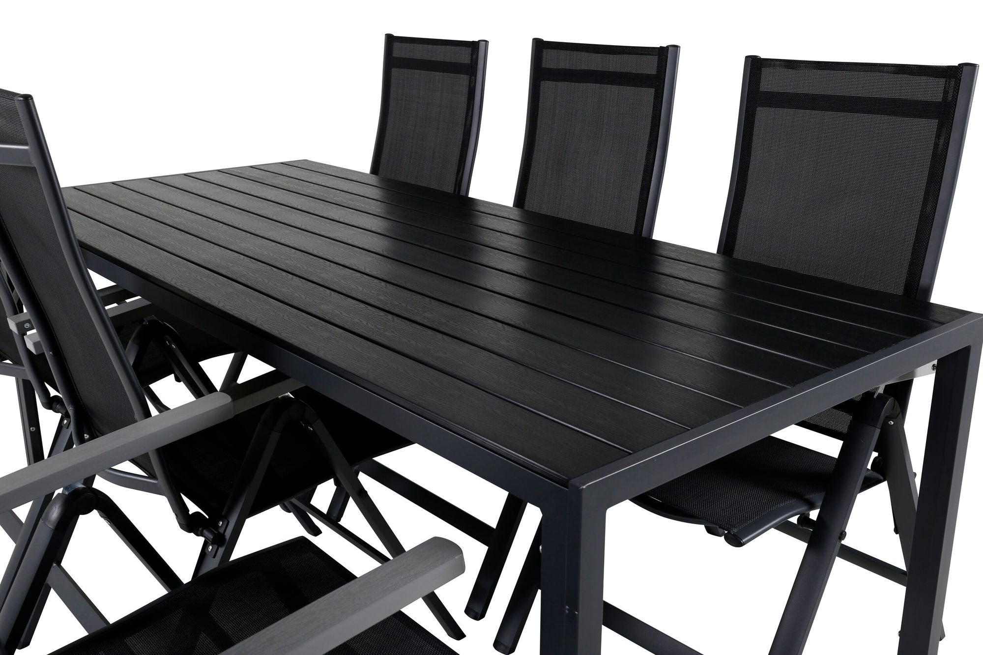 Venture Home Break bord 205*90 - Black/Black+Albany Light 5-pos - black / Black textilene and grey teak_6