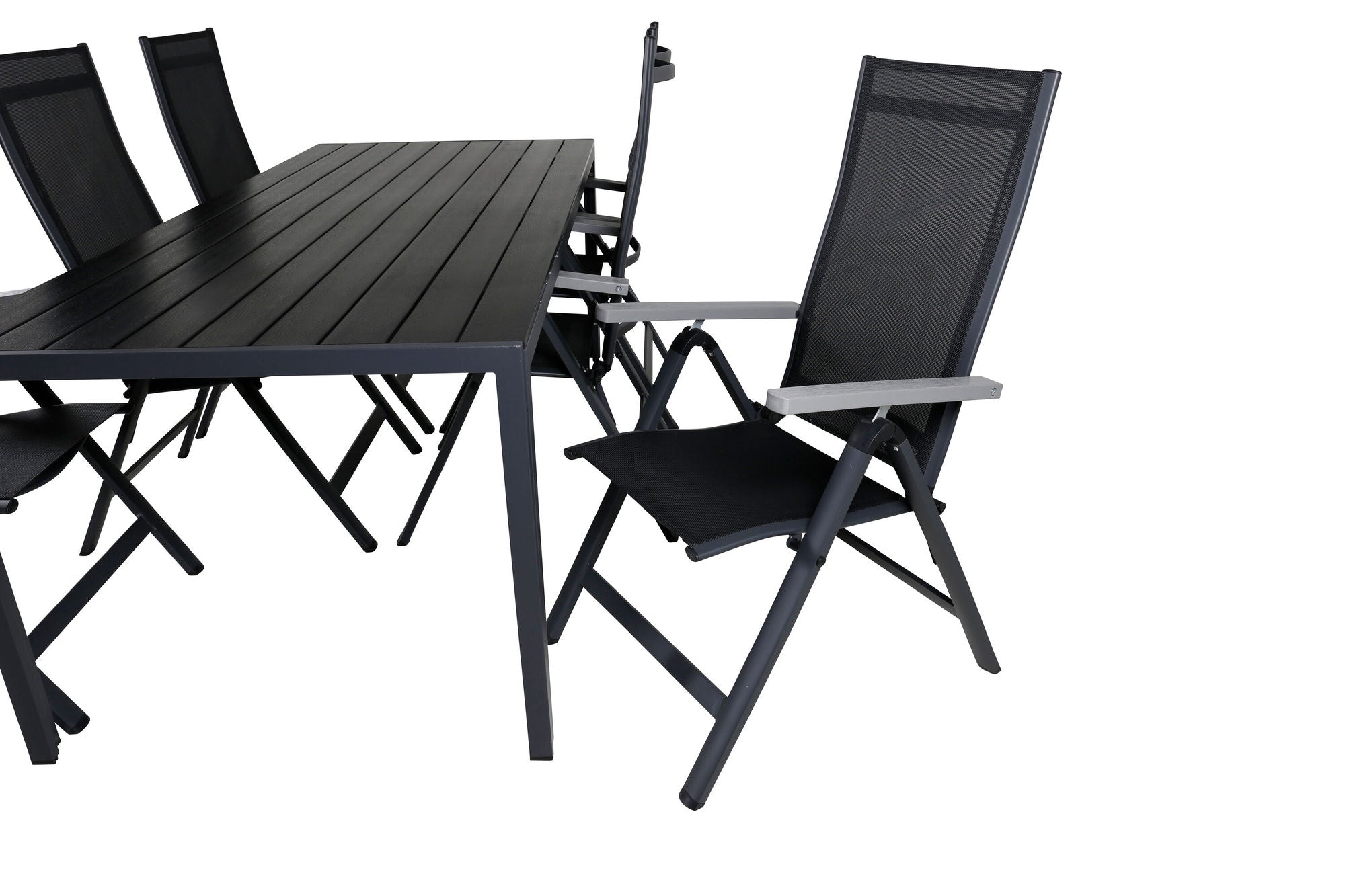 Venture Home Break bord 205*90 - Black/Black+Albany Light 5-pos - black / Black textilene and grey teak_6