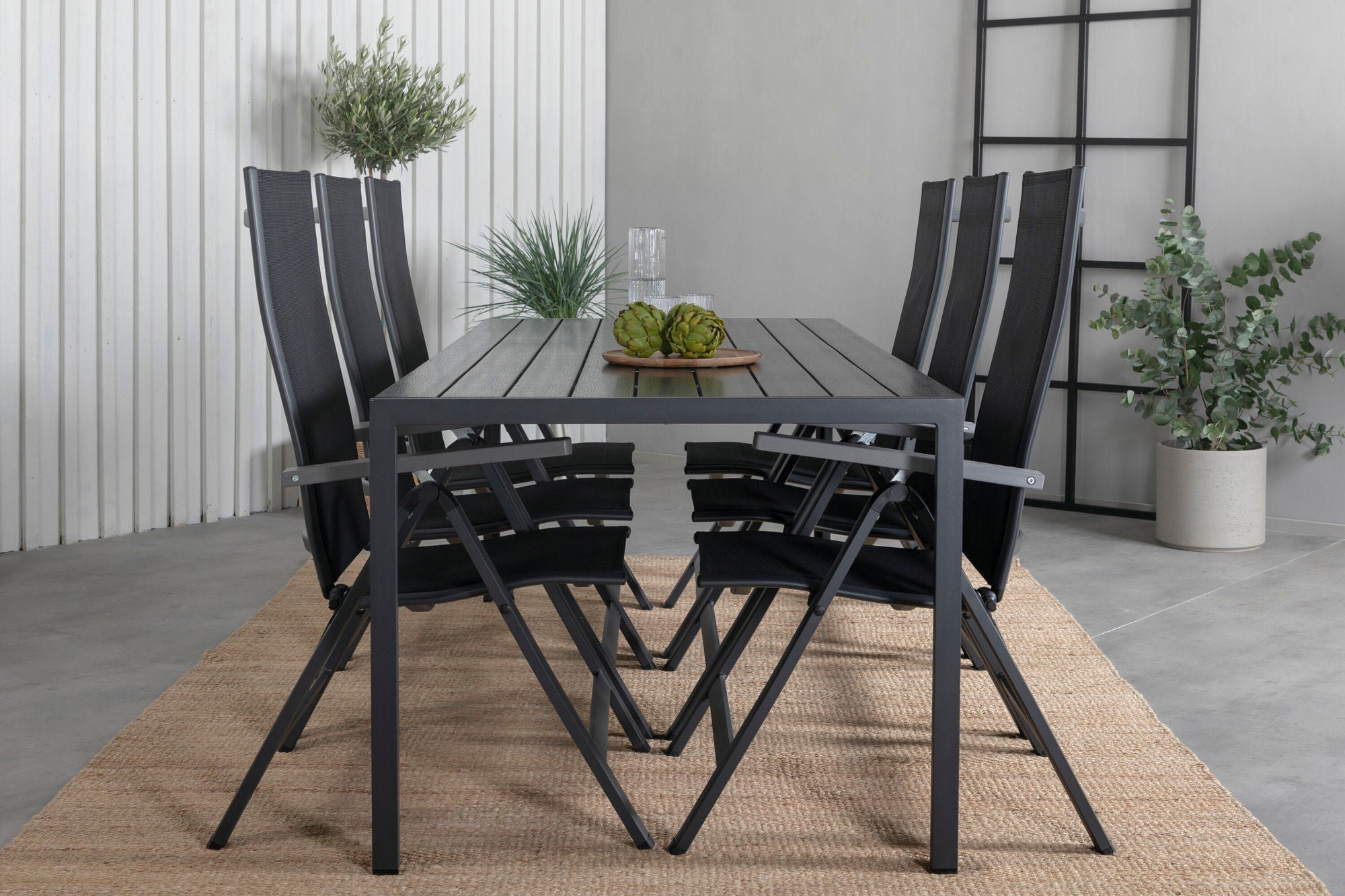 Venture Home Break bord 205*90 - Black/Black+Albany Light 5-pos - black / Black textilene and grey teak_6
