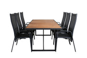 Venture Home Khung spisebord - Black Steel / Acacia (teklook) - 200*100cm+Copacabana Recliner stol - Black/Black_6