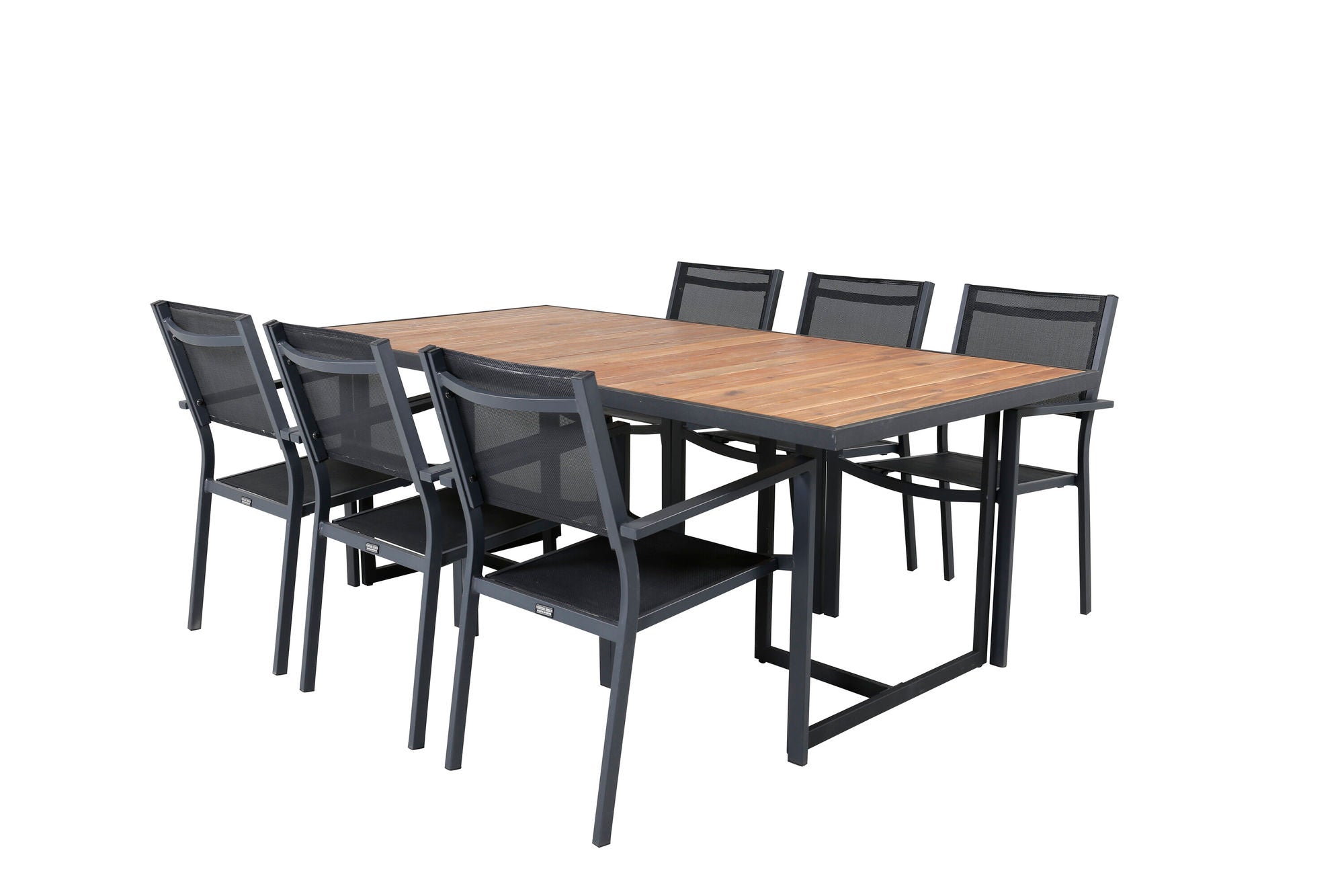 Venture Home Khung spisebord - Black Steel / Acacia (teklook) - 200*100cm+Copacabana Stacking stol - Black/Black_6