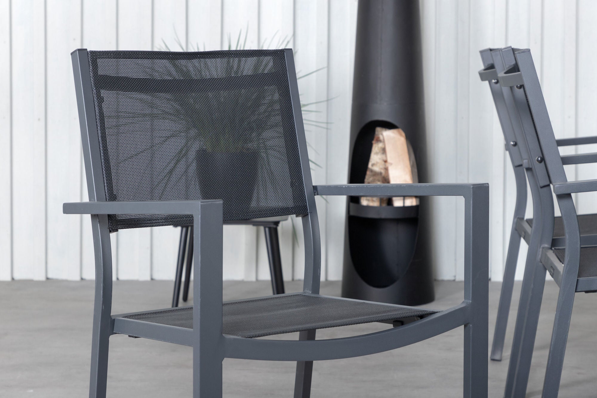 Venture Home Khung spisebord - Black Steel / Acacia (teklook) - 200*100cm+Copacabana Stacking stol - Black/Black_6