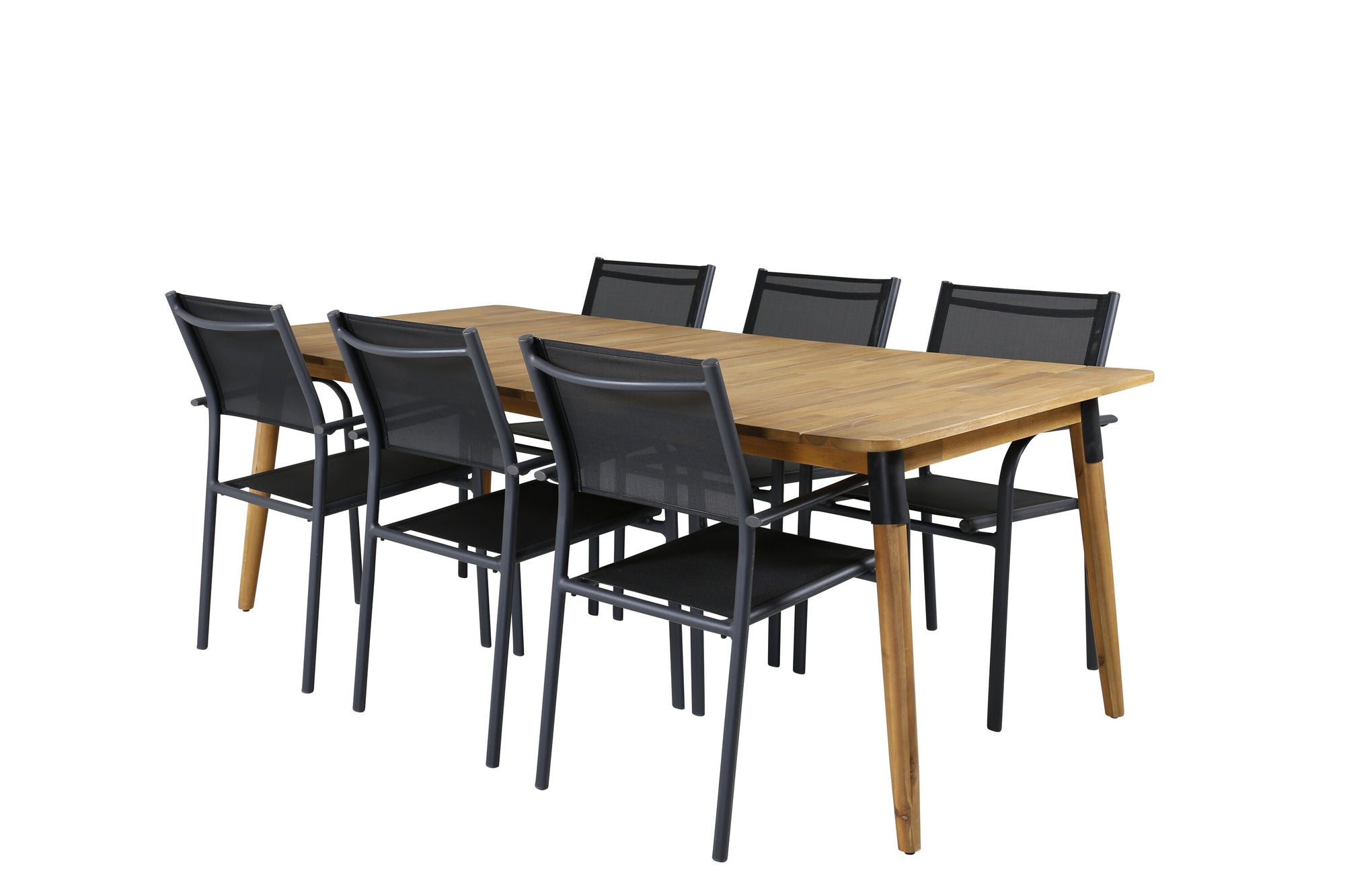 Venture Home Julian spisebord - Acasia - 210*100cm+Santorini Arm stol (Stackable) - Black alu / Black Textilene_6
