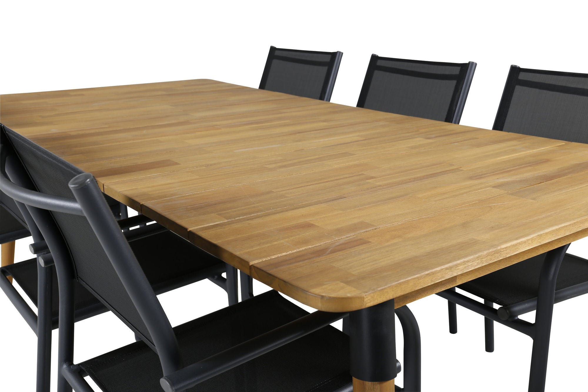 Venture Home Julian spisebord - Acasia - 210*100cm+Santorini Arm stol (Stackable) - Black alu / Black Textilene_6