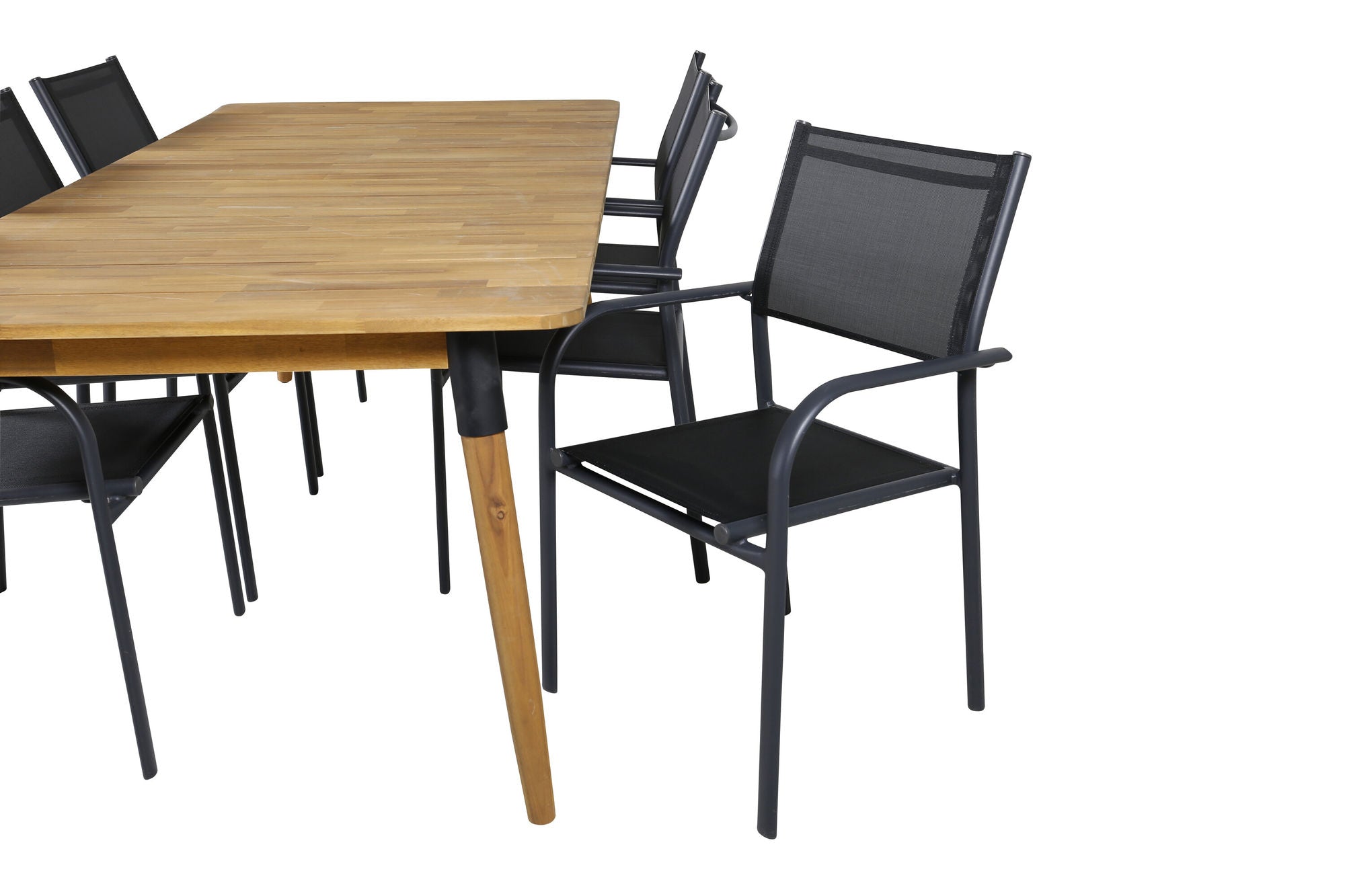 Venture Home Julian spisebord - Acasia - 210*100cm+Santorini Arm stol (Stackable) - Black alu / Black Textilene_6