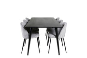 Venture Home Dipp spisebord - 180*90cm - Black Veneer / all black legs +Wrinkles Dining