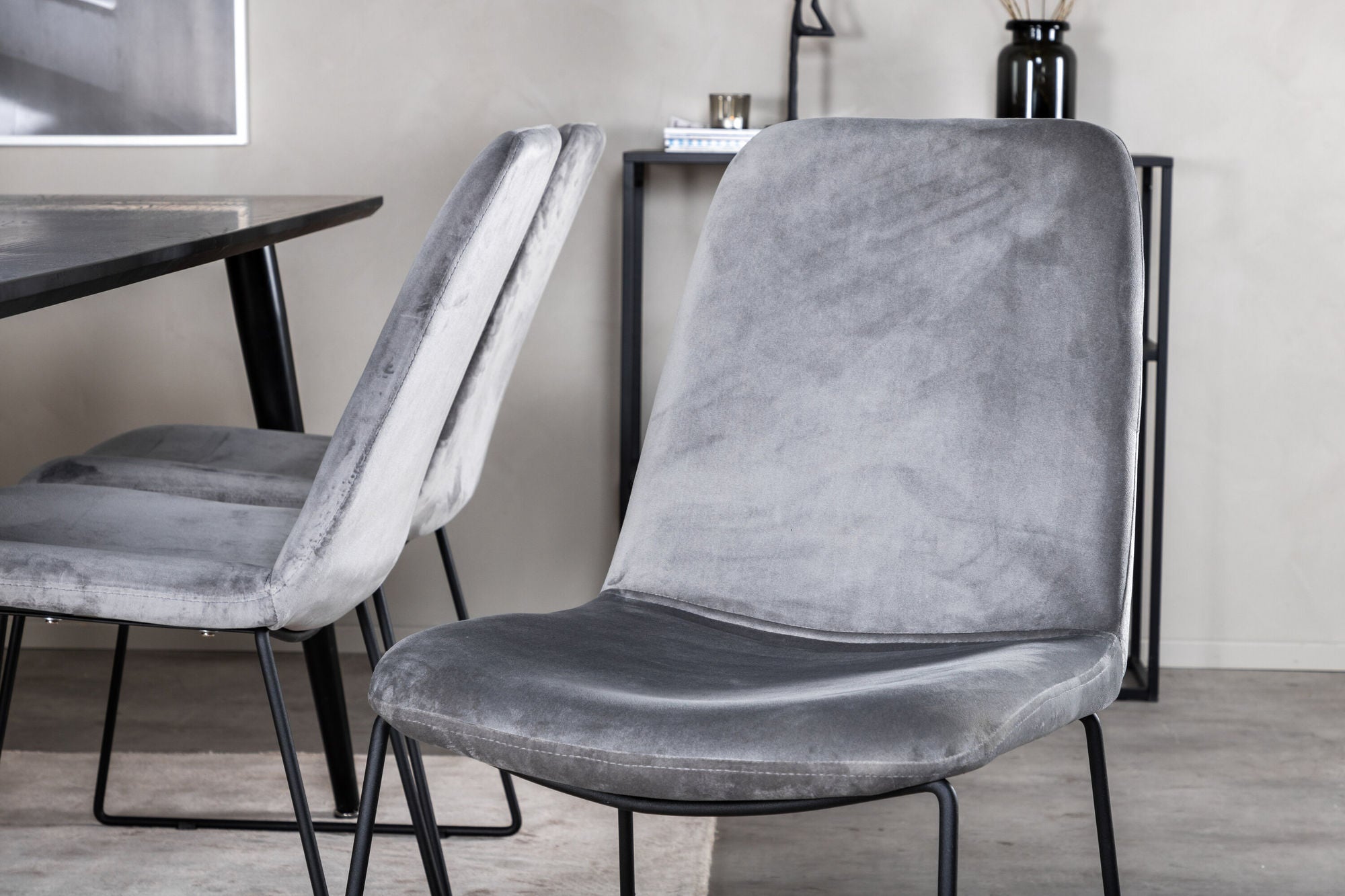 Venture Home Dipp spisebord - 180*90cm - Black Veneer / all black legs +Muce Dining Cha