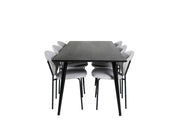 Venture Home Dipp spisebord - 180*90cm - Black Veneer / all black legs +Vault Dining Cha