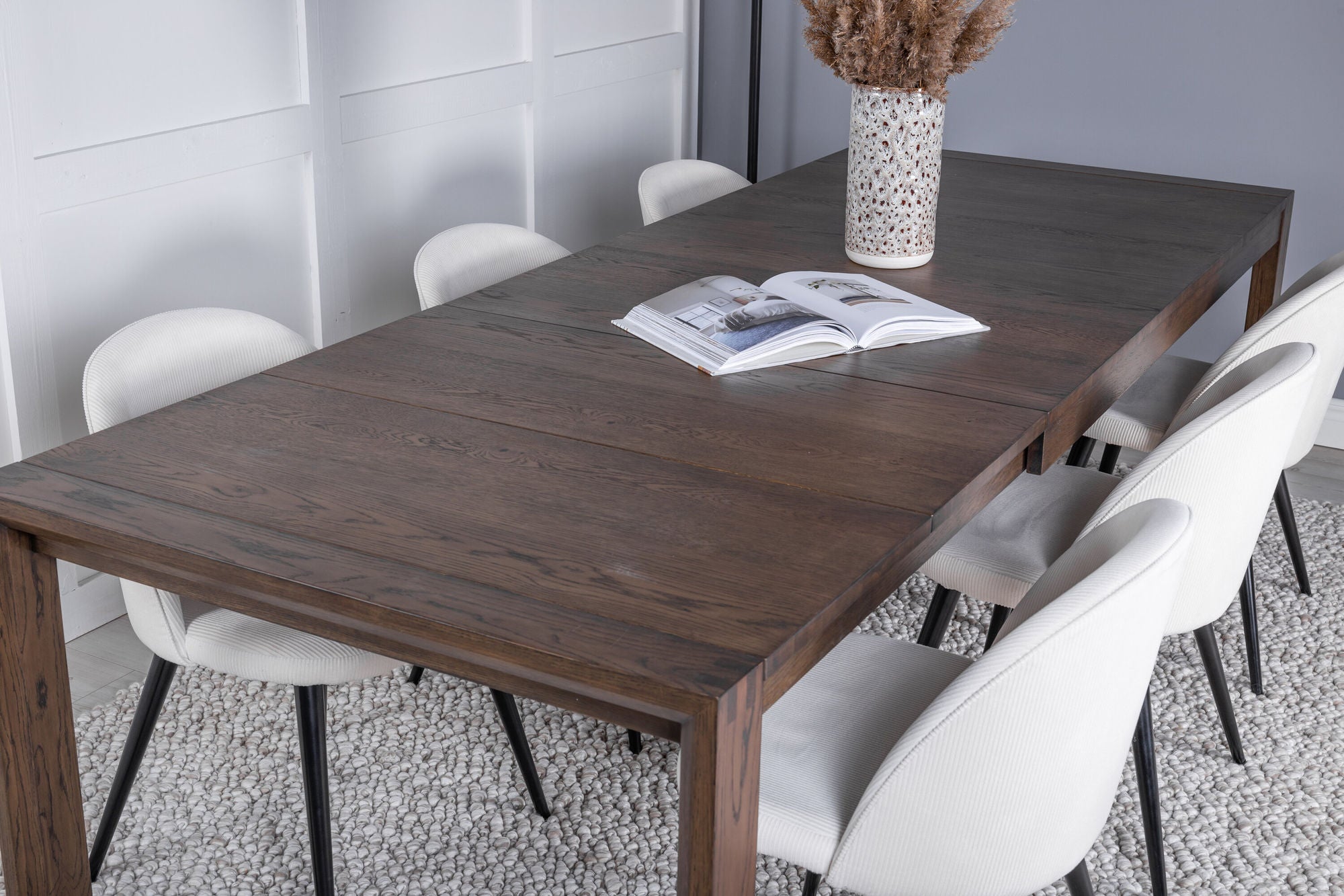 Venture Home Slider Extention bord - Smoked Oak - 170+40+40cm +Velvet Spisebordsstol Corduroy