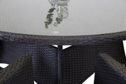 Venture Home Volta - bord - 150 ø - Black Wicker/Glass top (1) + Malin - Spisebordsstol- Black