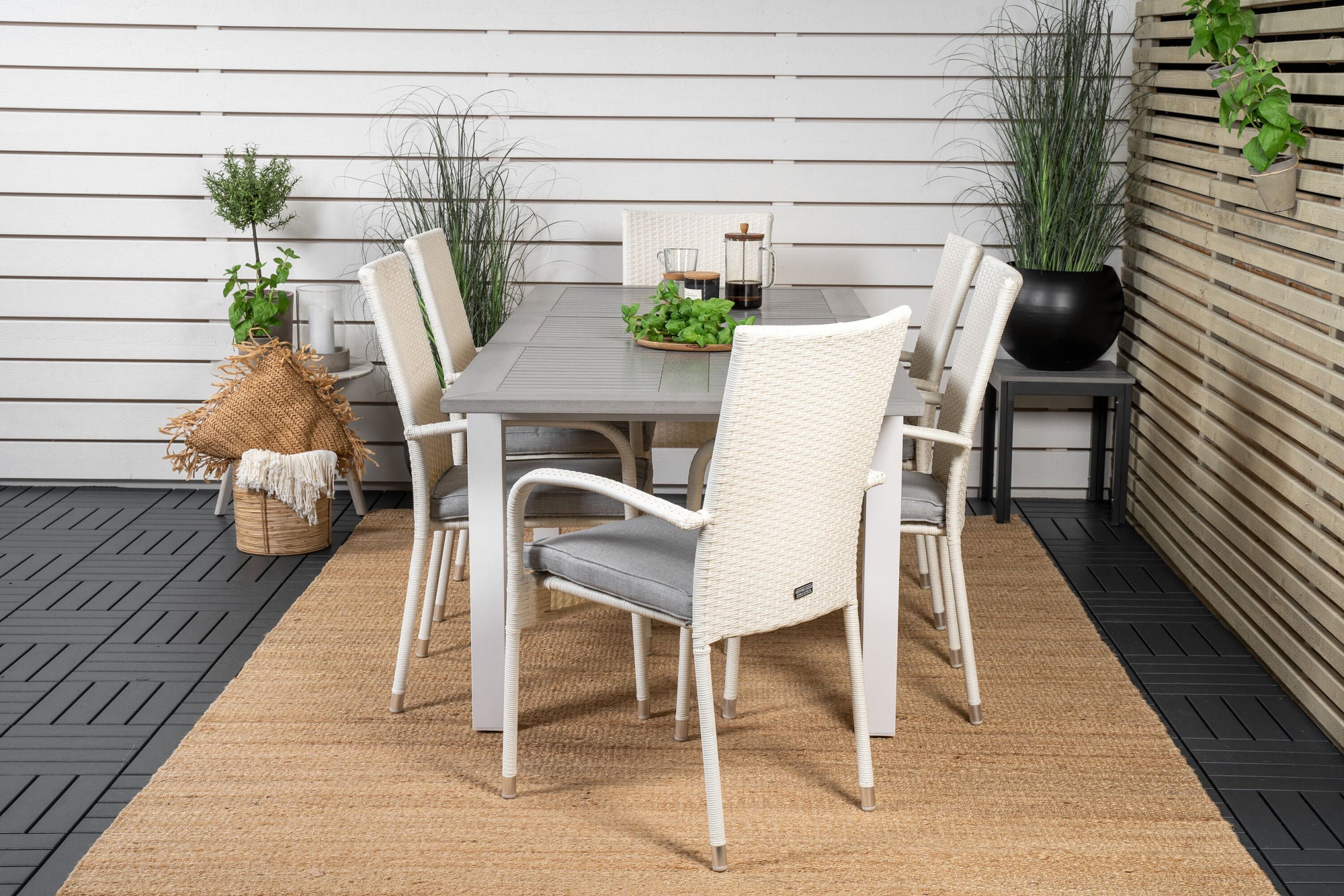 Venture Home Albany spisebord 152/210*90 - White Alu / Grey Aintwood+Anna Arm stol (stackable) - White_6
