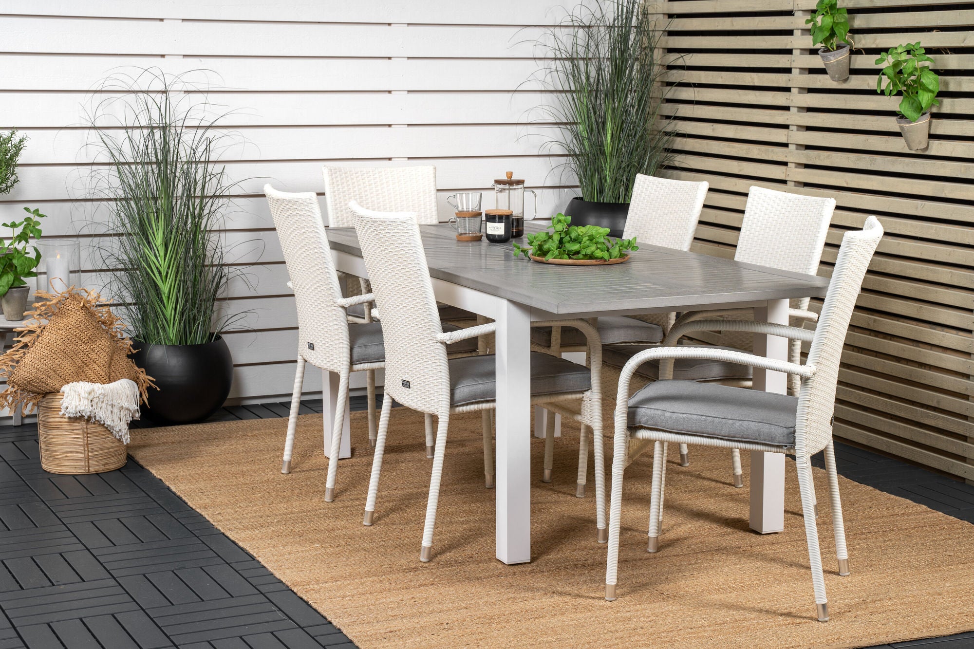 Venture Home Albany spisebord 152/210*90 - White Alu / Grey Aintwood+Anna Arm stol (stackable) - White_6