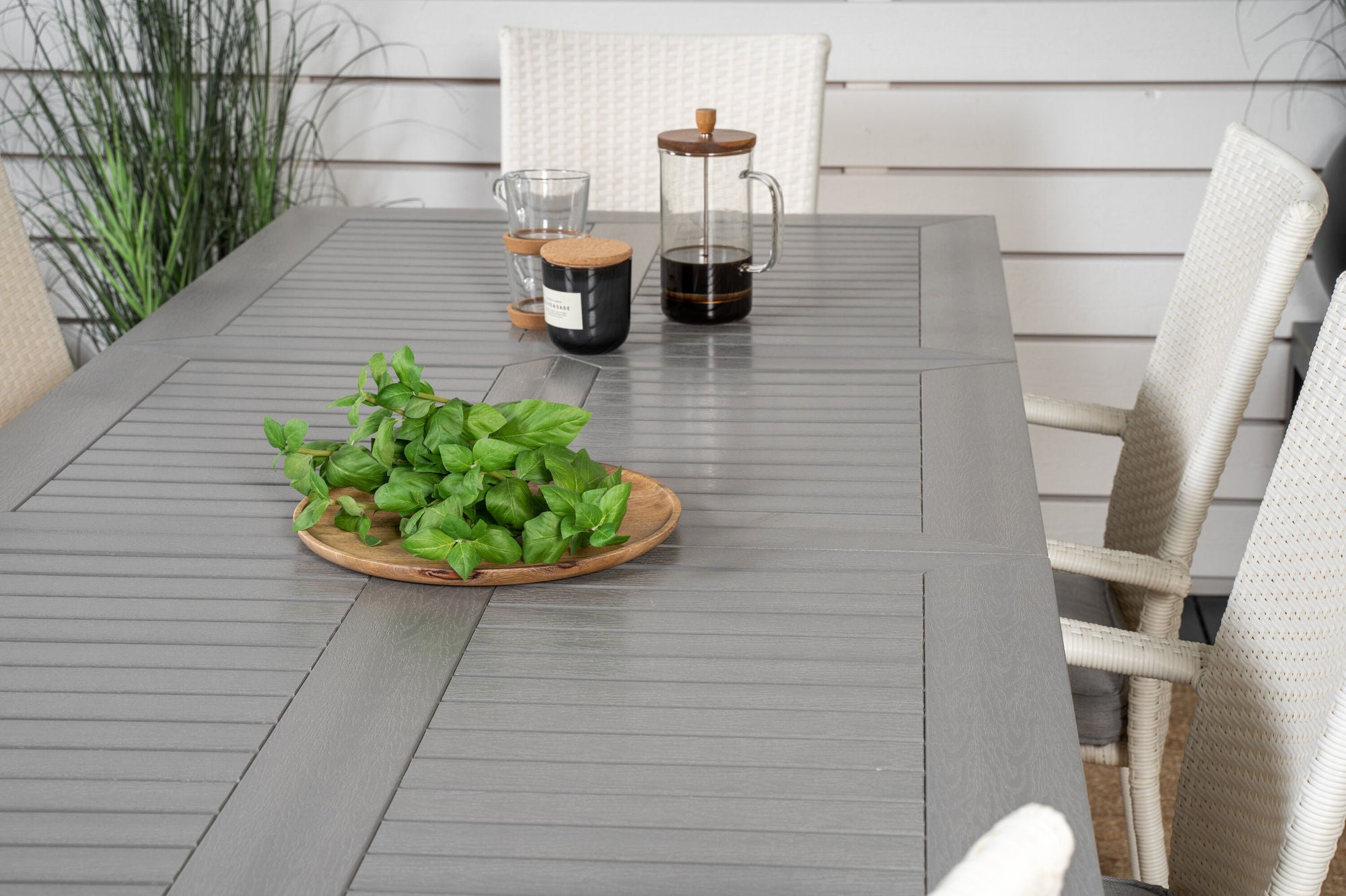 Venture Home Albany spisebord 152/210*90 - White Alu / Grey Aintwood+Anna Arm stol (stackable) - White_6