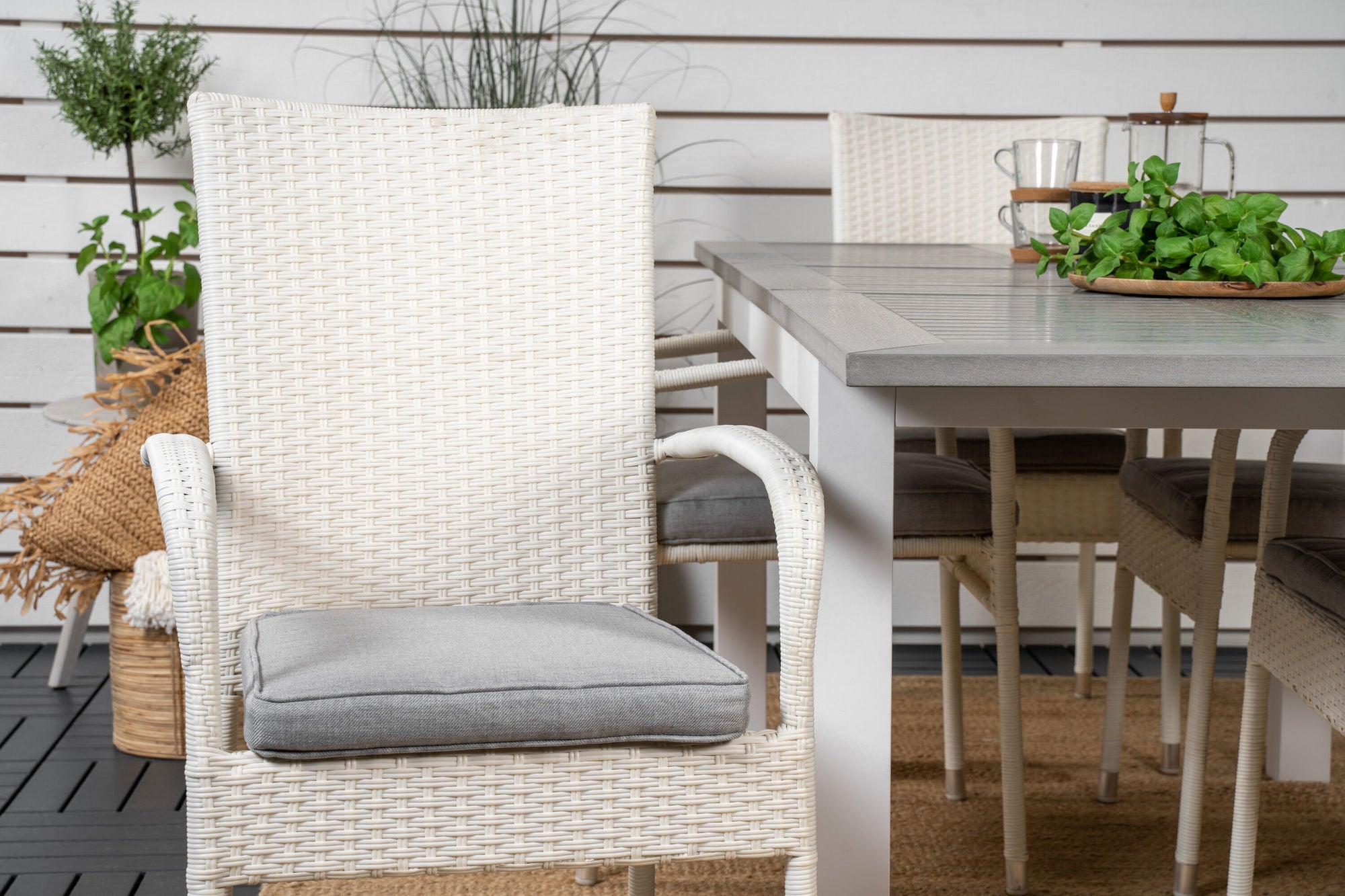 Venture Home Albany spisebord 152/210*90 - White Alu / Grey Aintwood+Anna Arm stol (stackable) - White_6