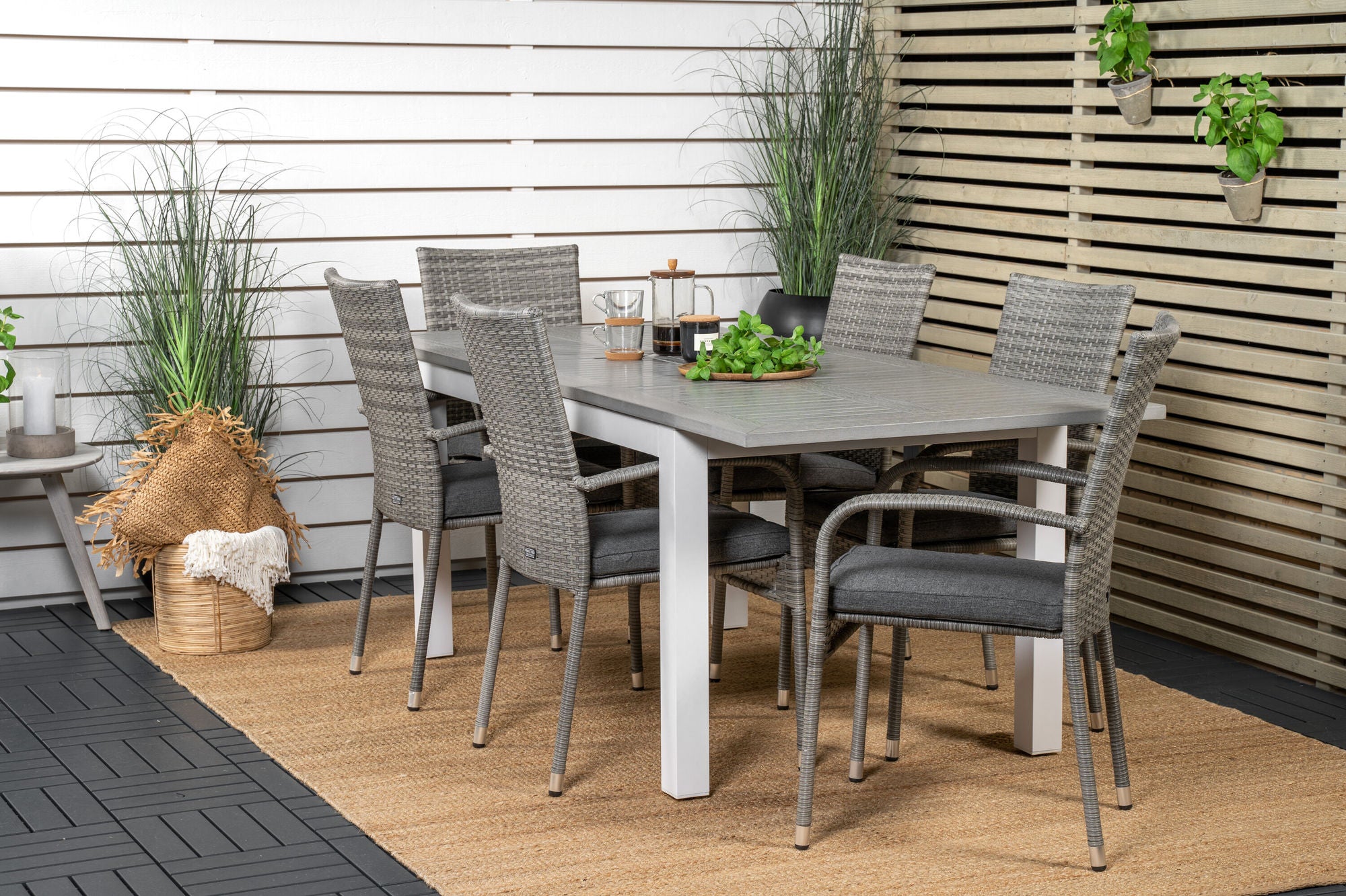 Venture Home Albany spisebord 152/210*90 - White Alu / Grey Aintwood+Anna Arm stol (stackable) - Grey_6