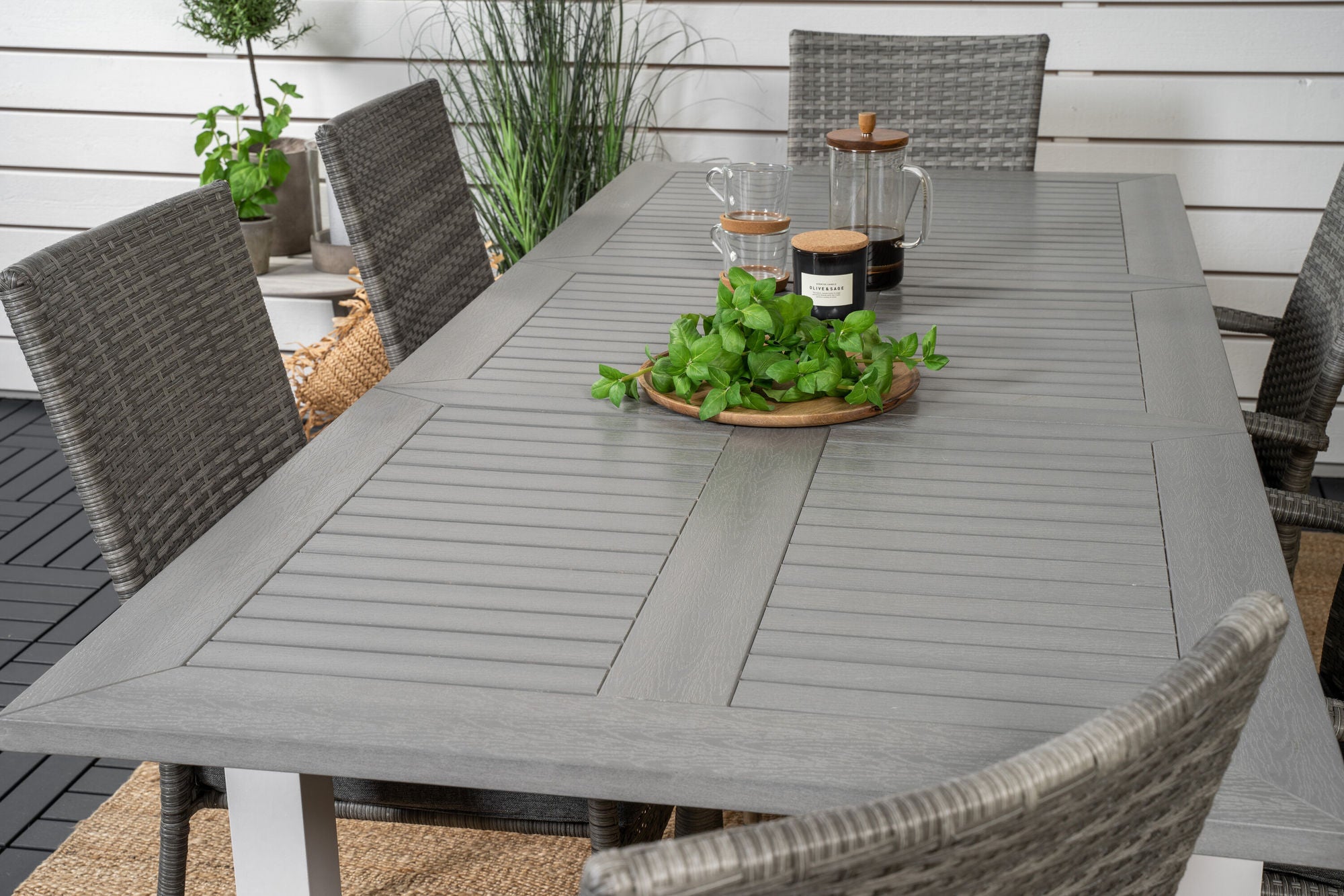 Venture Home Albany spisebord 152/210*90 - White Alu / Grey Aintwood+Anna Arm stol (stackable) - Grey_6