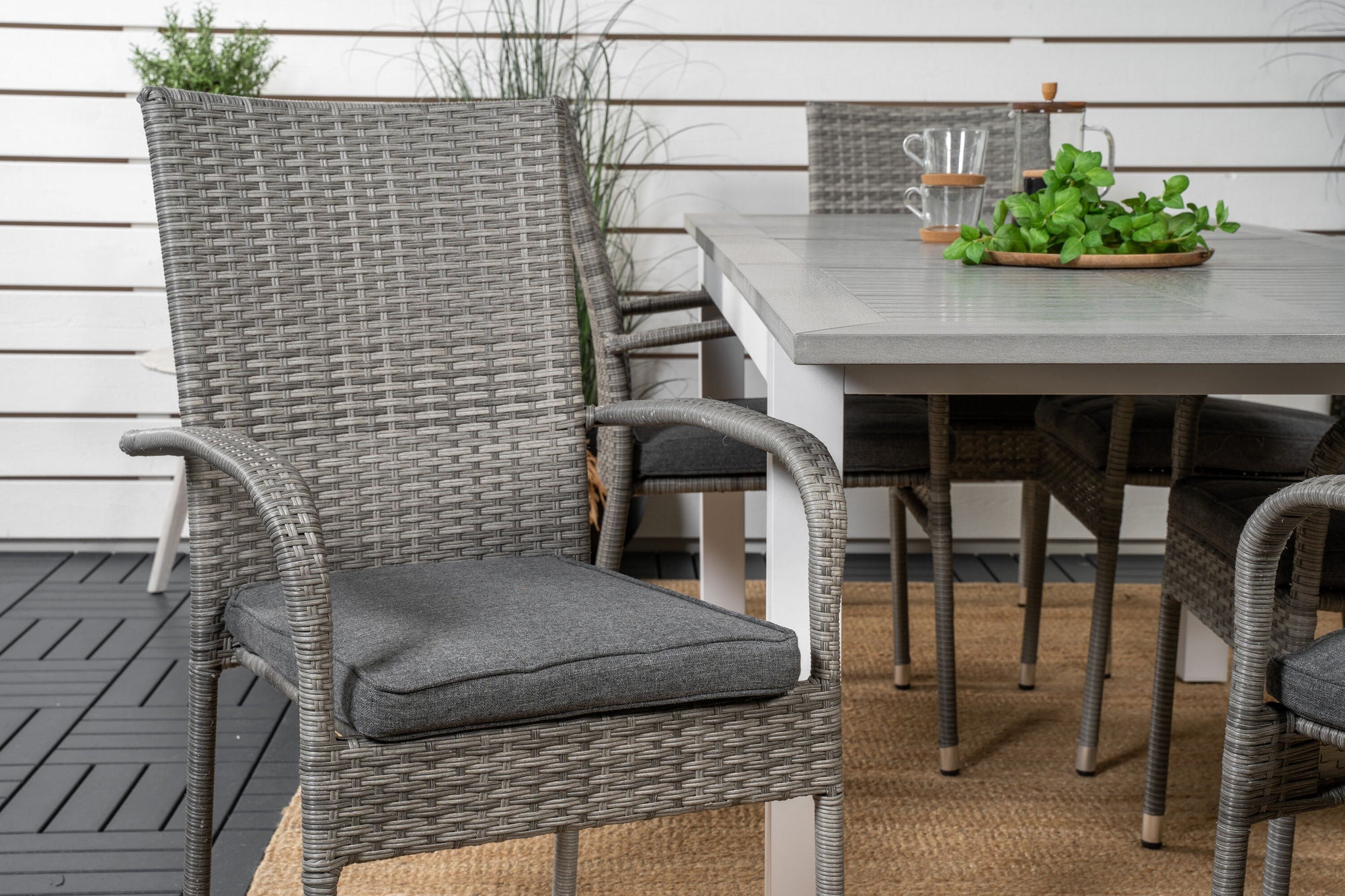 Venture Home Albany spisebord 152/210*90 - White Alu / Grey Aintwood+Anna Arm stol (stackable) - Grey_6