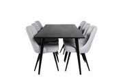 Venture Home Dipp spisebord - 180*90cm - Black Veneer / all black legs +Velvet Deluxe Di