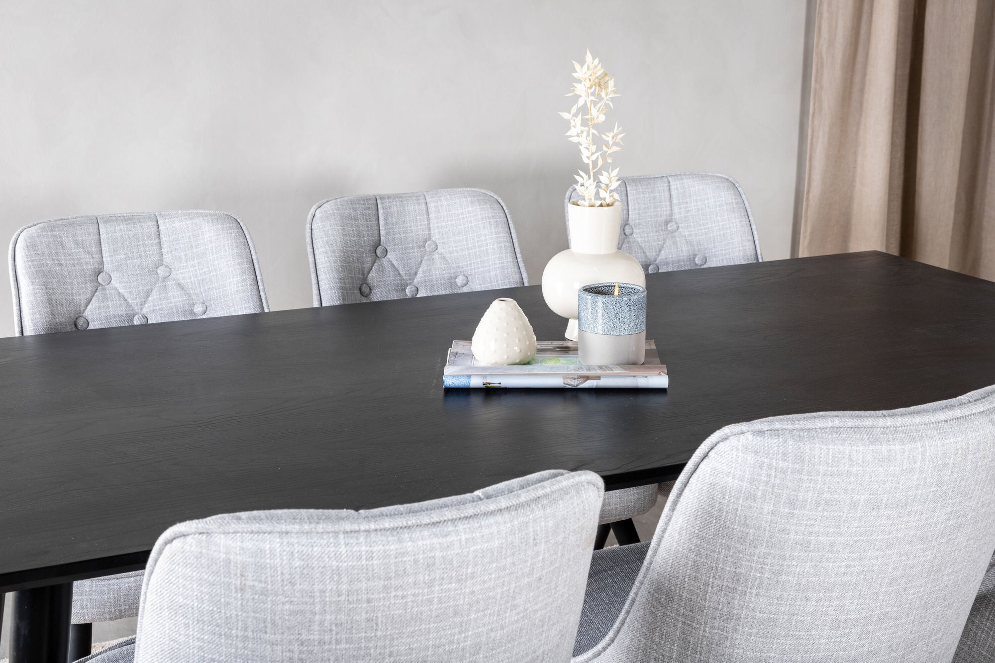 Venture Home Dipp spisebord - 180*90cm - Black Veneer / all black legs +Velvet Deluxe Di