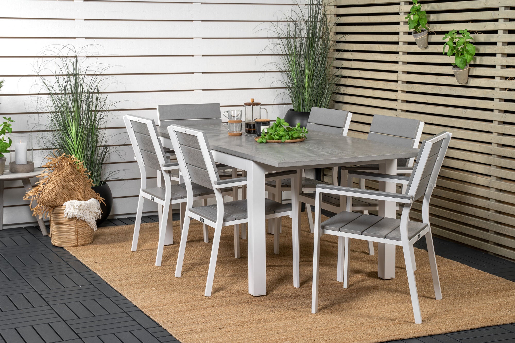 Venture Home Albany spisebord 152/210*90 - White Alu / Grey Aintwood+Levels stol (stackable) - White Alu / Grey Aintwood_6