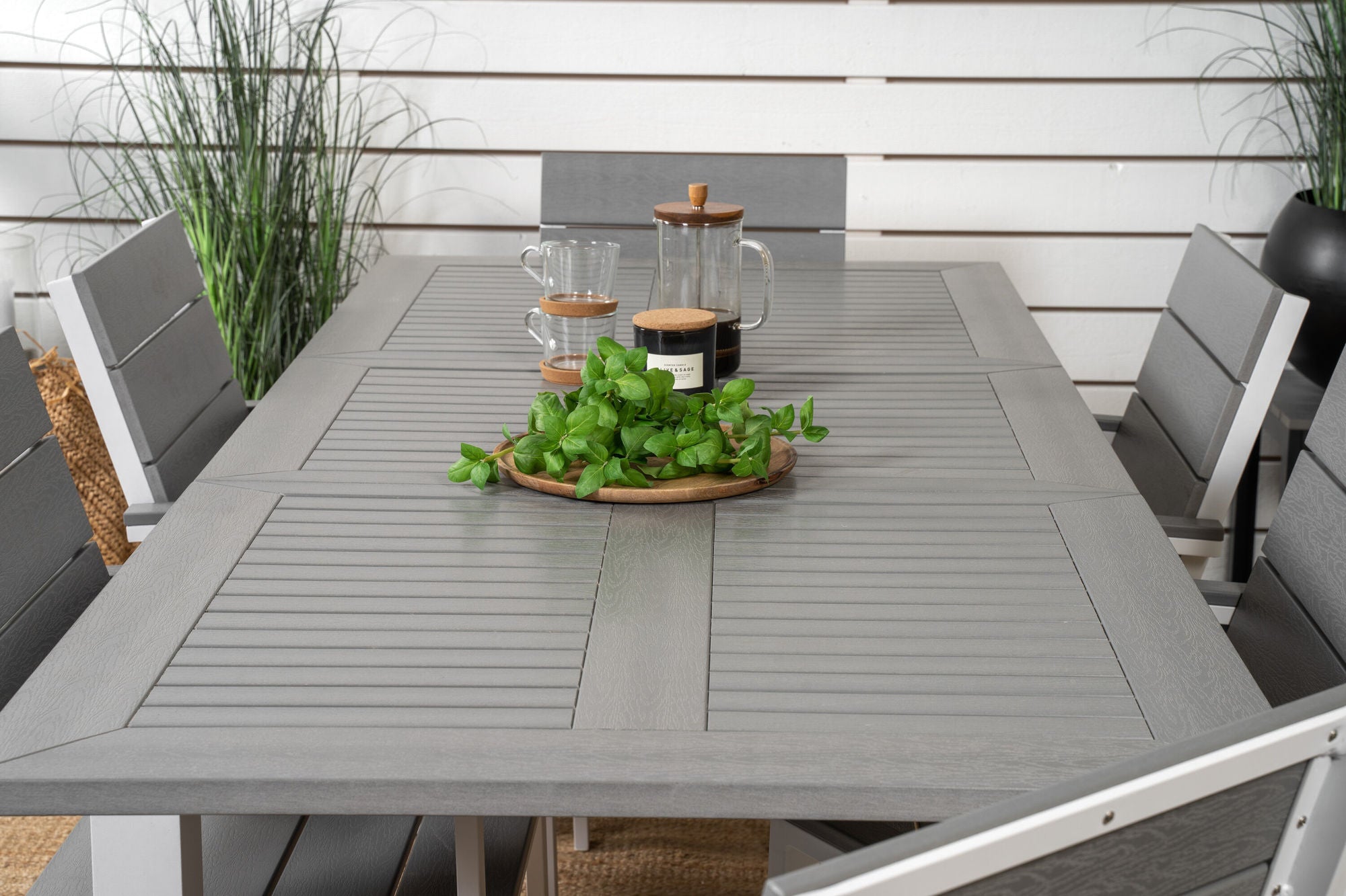 Venture Home Albany spisebord 152/210*90 - White Alu / Grey Aintwood+Levels stol (stackable) - White Alu / Grey Aintwood_6