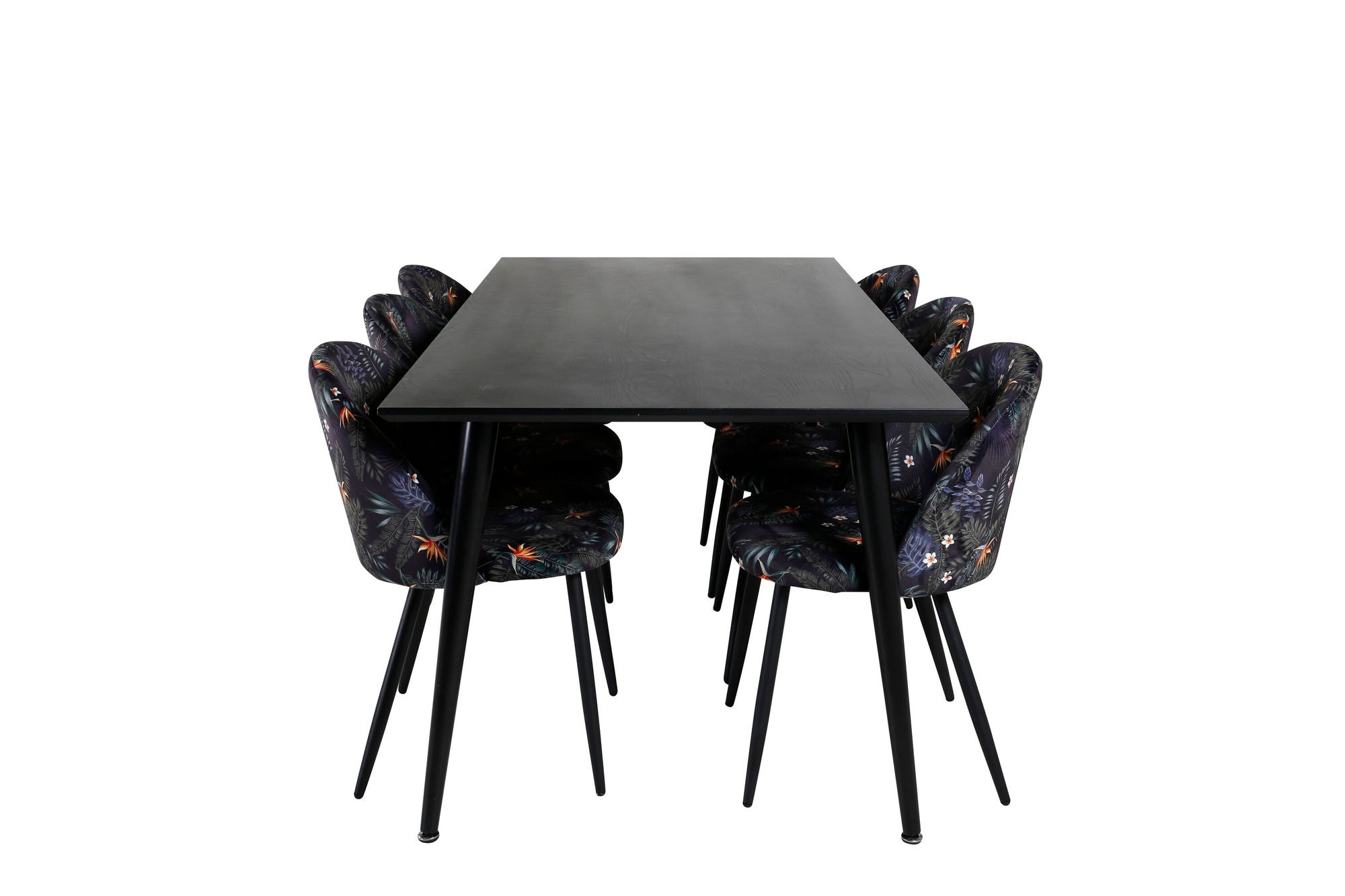 Venture Home Dipp spisebord - 180*90cm - Black Veneer / all black legs +Velvet Dining Ch