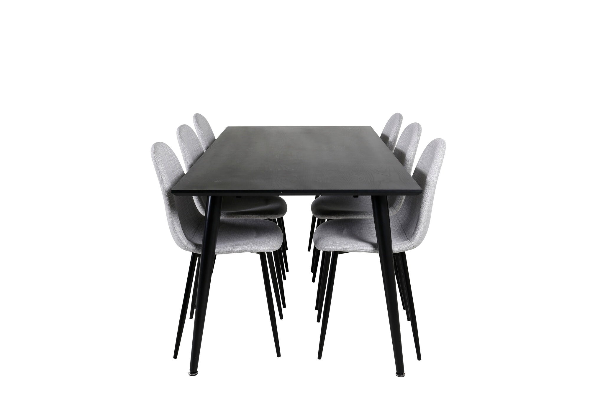 Venture Home Dipp spisebord - 180*90cm - Black Veneer / all black legs - Polar Spisebordsstol - Black Legs - Light Grey Fabric 6