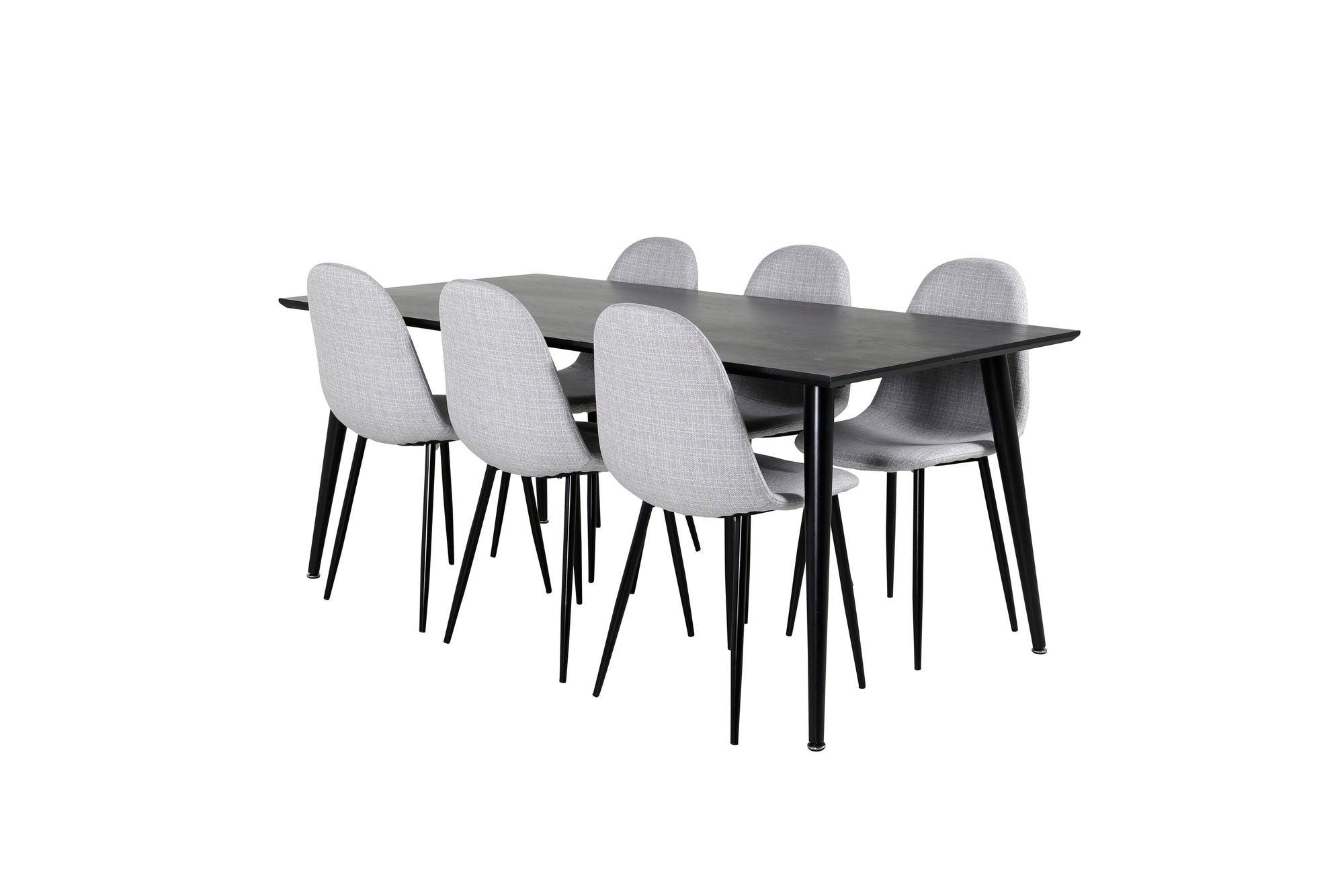 Venture Home Dipp spisebord - 180*90cm - Black Veneer / all black legs - Polar Spisebordsstol - Black Legs - Light Grey Fabric 6