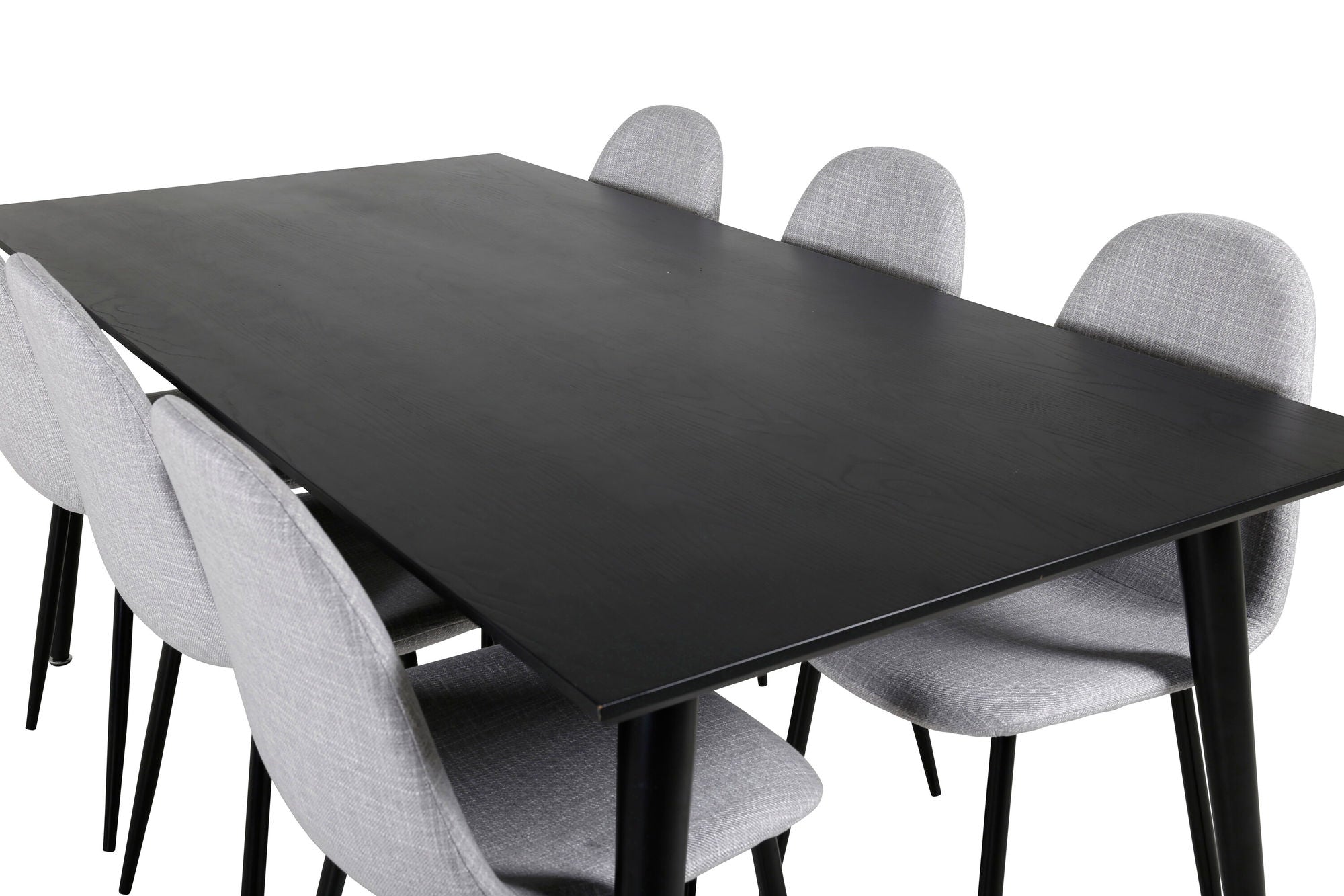 Venture Home Dipp spisebord - 180*90cm - Black Veneer / all black legs - Polar Spisebordsstol - Black Legs - Light Grey Fabric 6