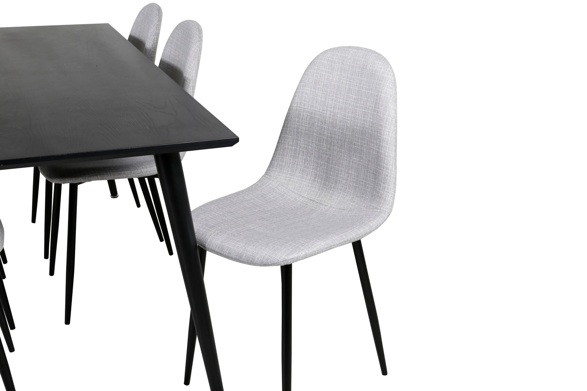 Venture Home Dipp spisebord - 180*90cm - Black Veneer / all black legs - Polar Spisebordsstol - Black Legs - Light Grey Fabric 6