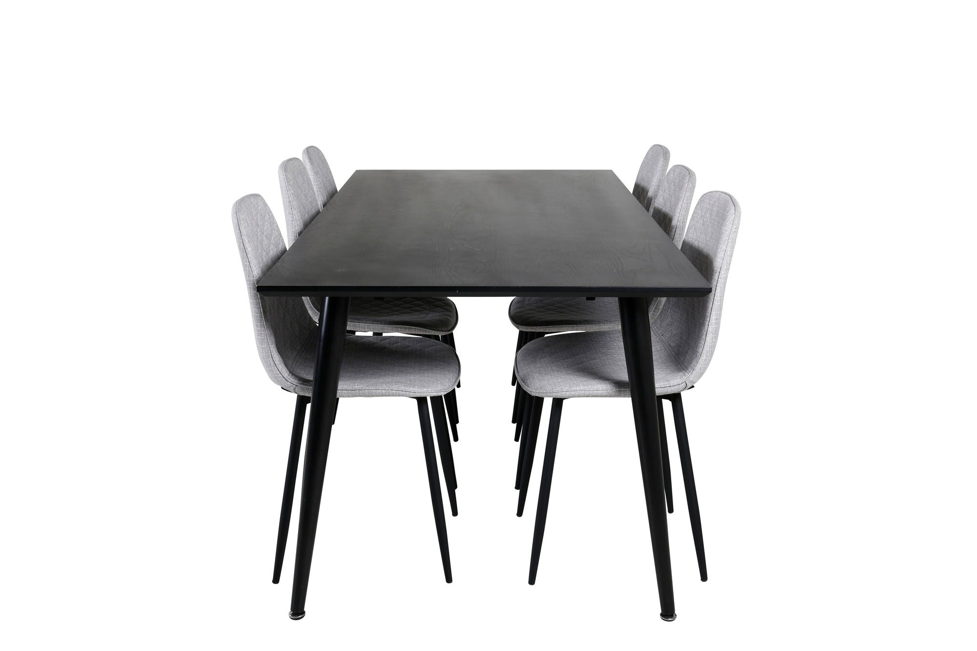 Venture Home Dipp spisebord - 180*90cm - Black Veneer / all black legs - Polar Diamond Spisebordsstol - Black Legs - Grey Fabric 6