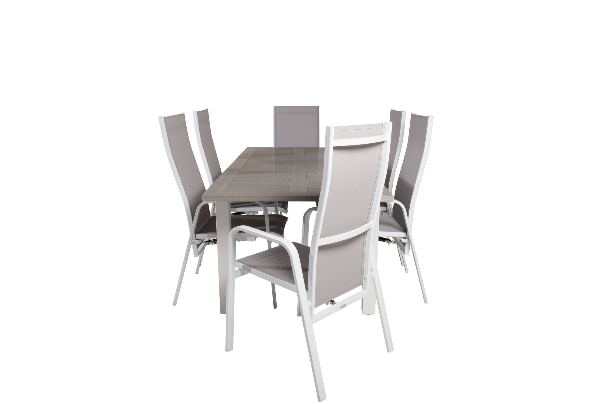 Venture Home Albany spisebord 152/210*90 - White Alu / Grey Aintwood+Copacabana Recliner stol (stackable) - White Alu / Grey Textilene_6