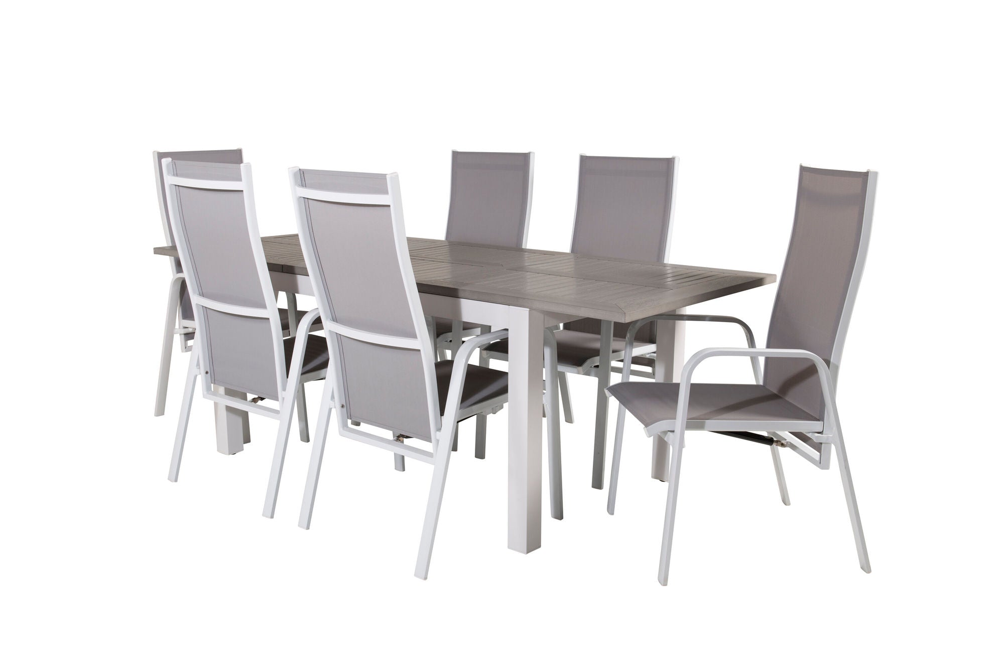 Venture Home Albany spisebord 152/210*90 - White Alu / Grey Aintwood+Copacabana Recliner stol (stackable) - White Alu / Grey Textilene_6
