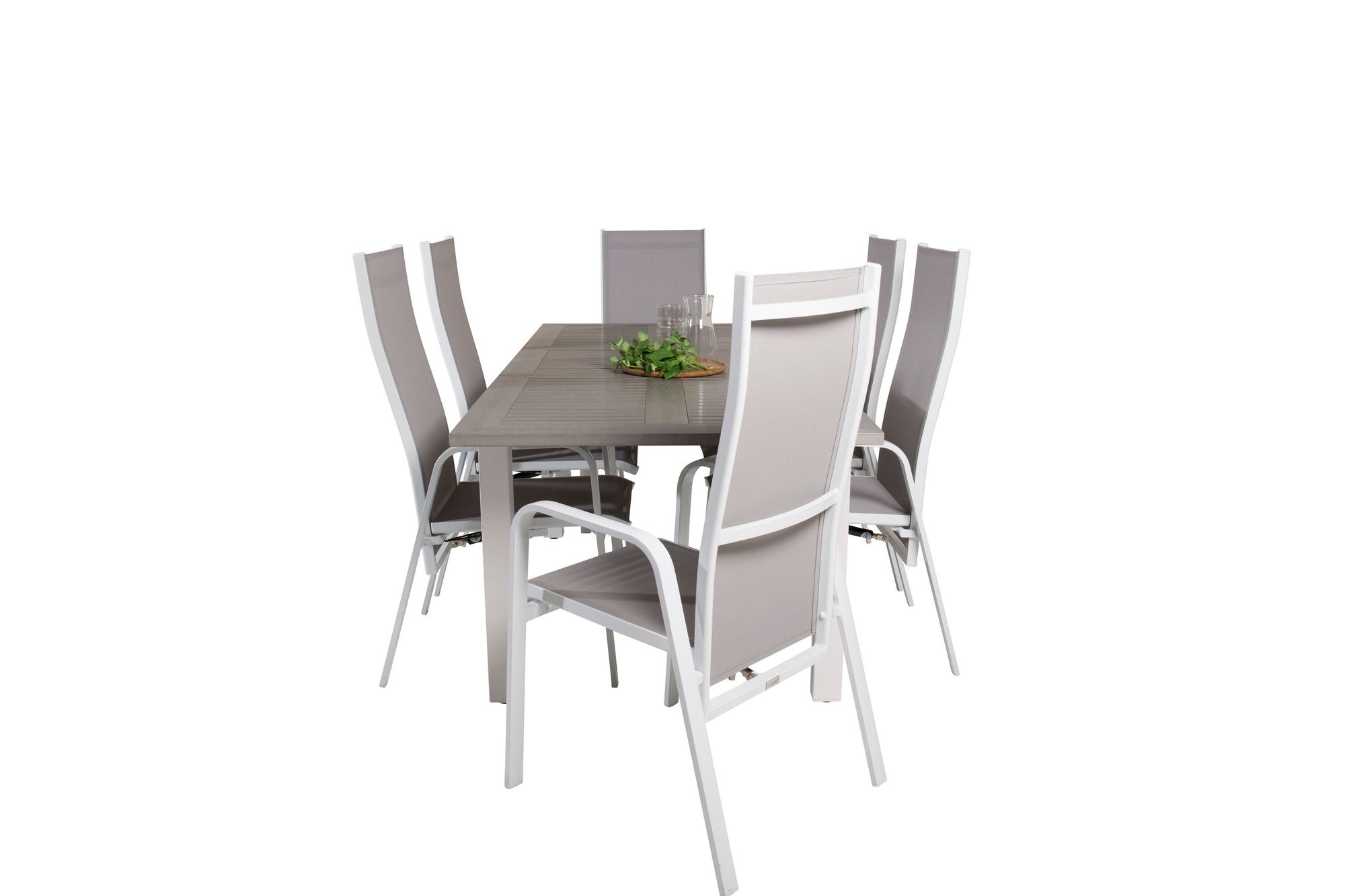 Venture Home Albany spisebord 152/210*90 - White Alu / Grey Aintwood+Copacabana Recliner stol (stackable) - White Alu / Grey Textilene_6