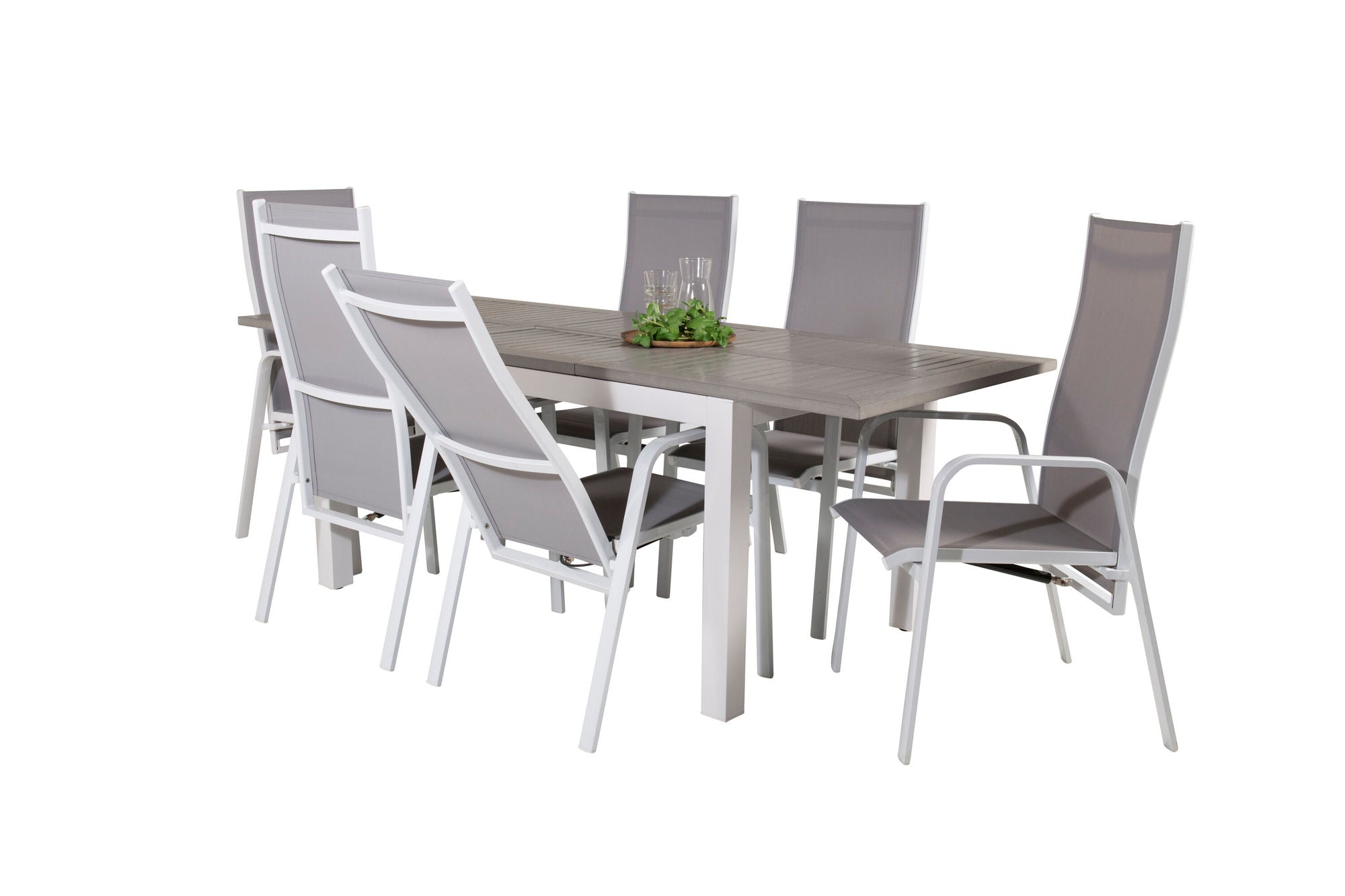 Venture Home Albany spisebord 152/210*90 - White Alu / Grey Aintwood+Copacabana Recliner stol (stackable) - White Alu / Grey Textilene_6