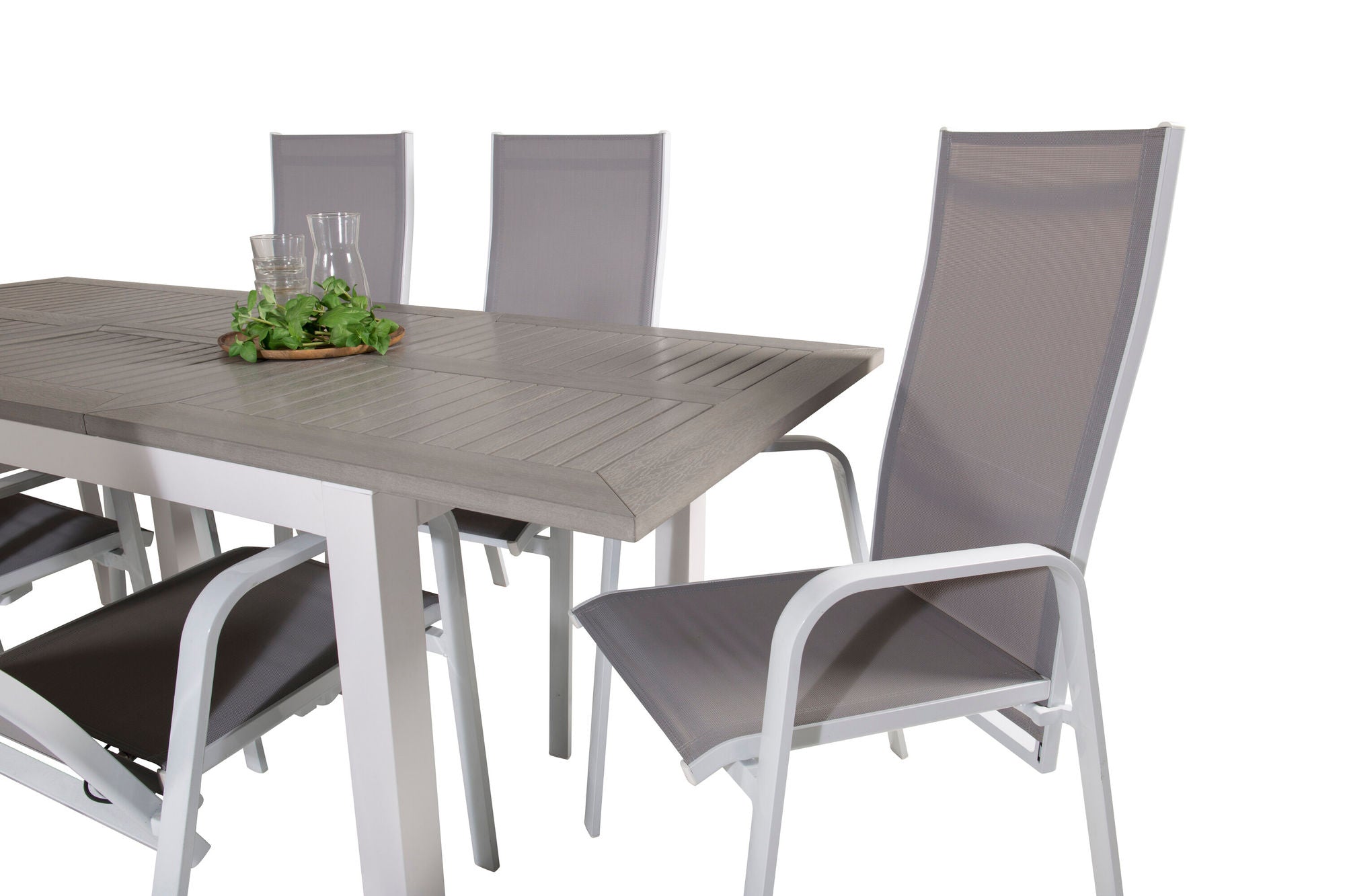 Venture Home Albany spisebord 152/210*90 - White Alu / Grey Aintwood+Copacabana Recliner stol (stackable) - White Alu / Grey Textilene_6