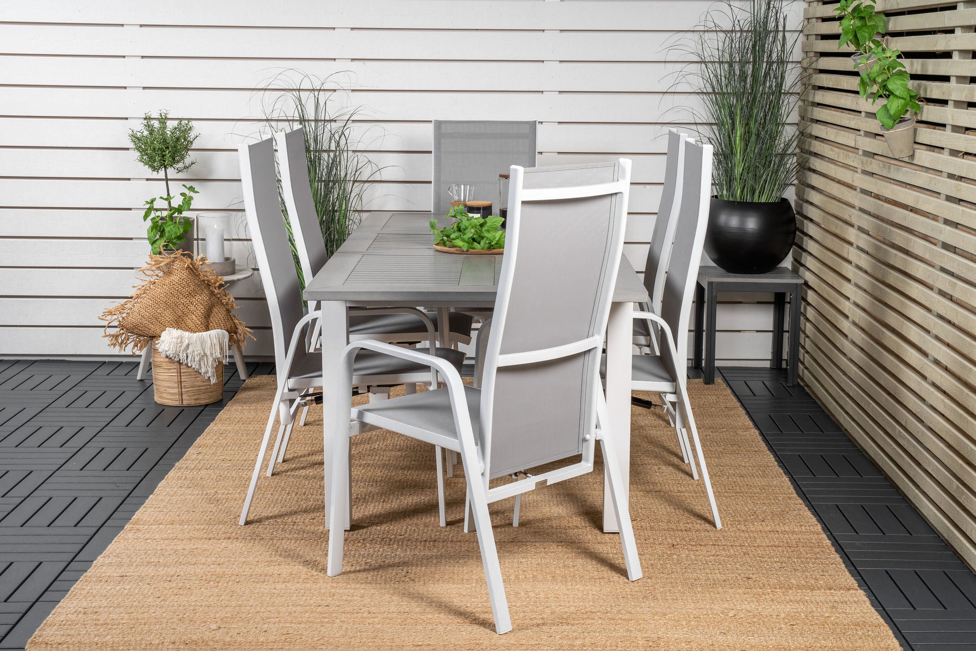 Venture Home Albany spisebord 152/210*90 - White Alu / Grey Aintwood+Copacabana Recliner stol (stackable) - White Alu / Grey Textilene_6